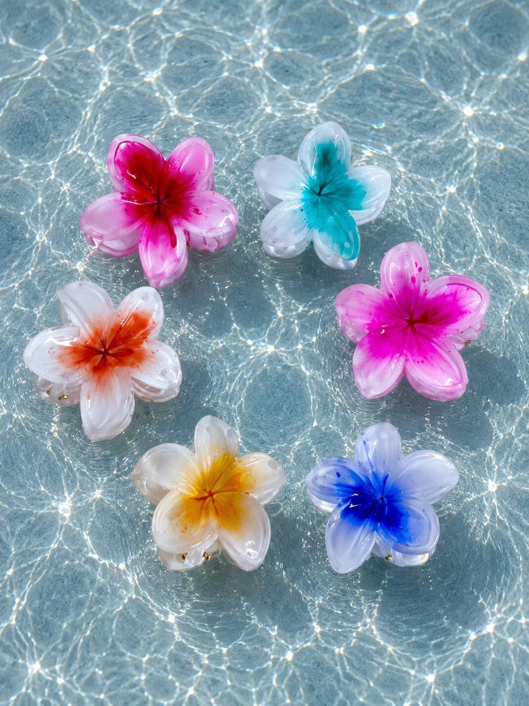 Flower Hair Claw Clips for Women & Girls Pack of 6 (Multicolour-B) | Strong Metal Spring, Secure Grip, Lightweight & Comfortable, Durable & Long Lasting, Polystyrene Plastic-image-35