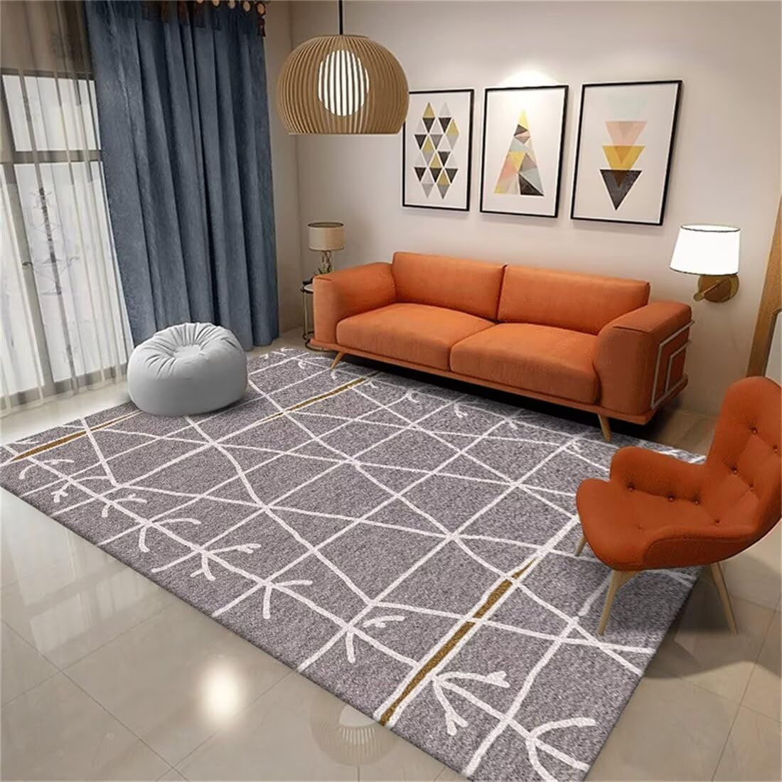 Tapis de chambre moderne 90x200 cm à lignes grises pour créer un espace cocooning