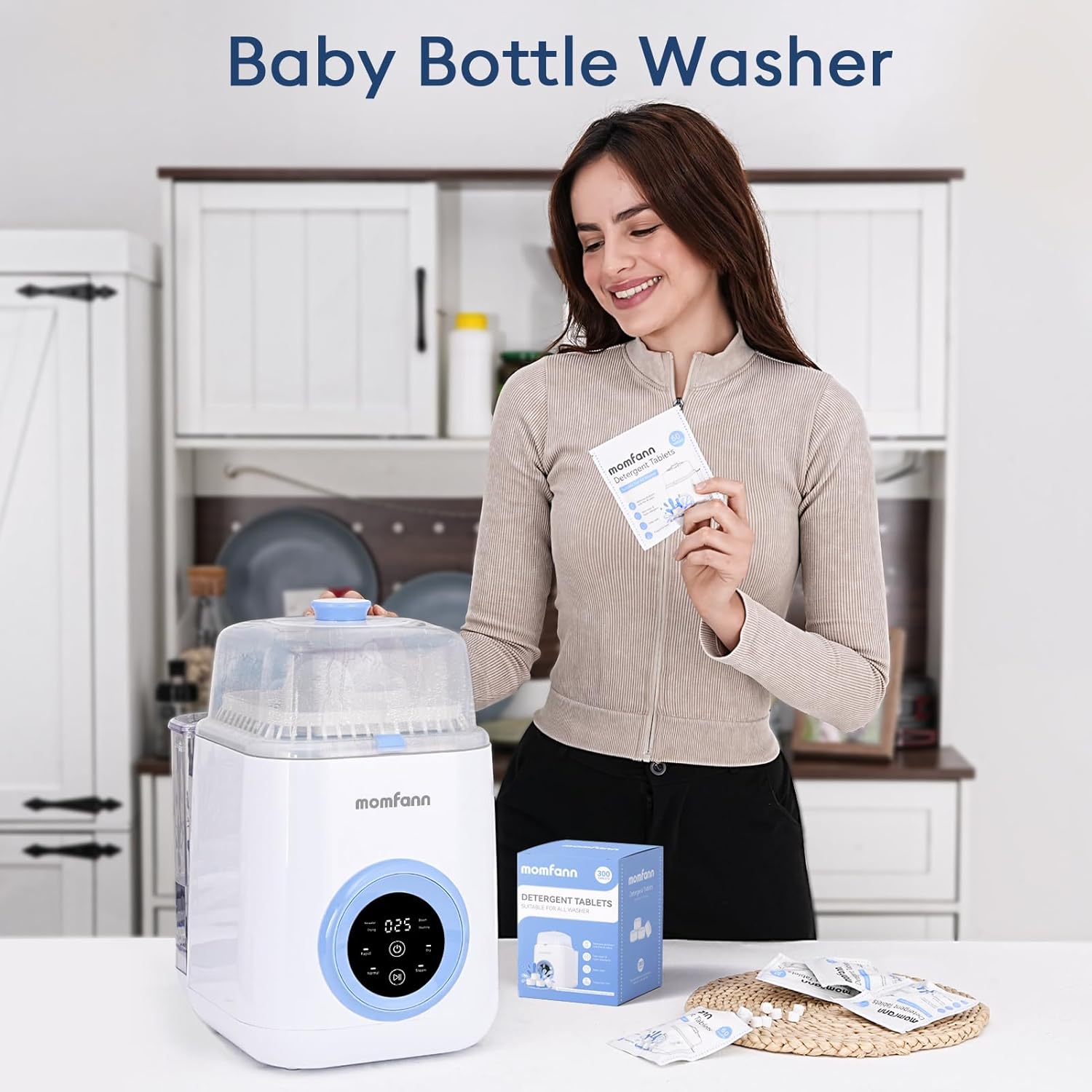 MOMFANN 300 Professional Deep Cleaning Detergent Tablets for All Baby Bottle Washers, Washer Tablets for Bottle Washer and Sterilizer and Dryer, Easy to Use