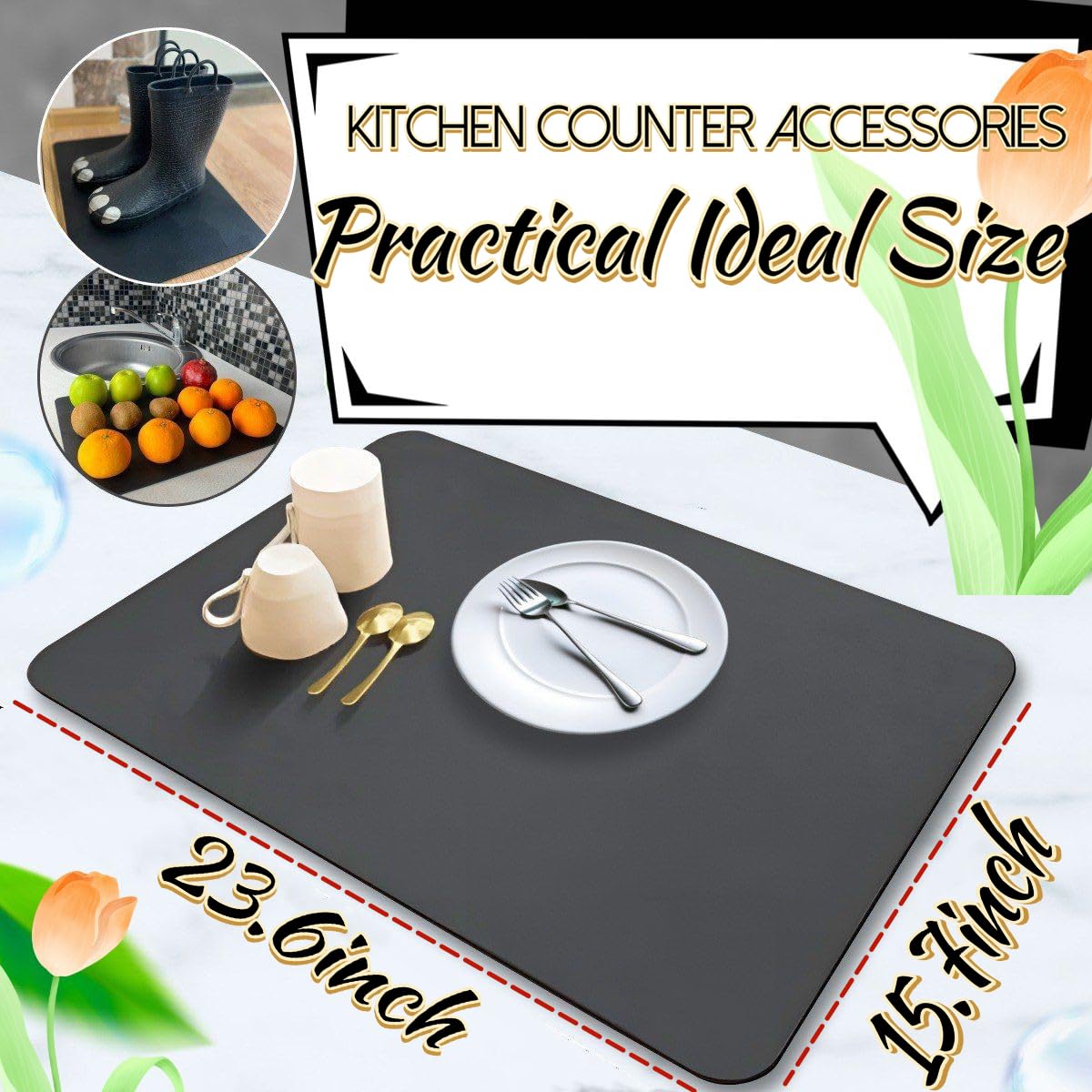 2 Tappetini Isolanti 60x40cm - Antiscivolo, Impermeabili, Per Friggitrici E Forni - Foto 5