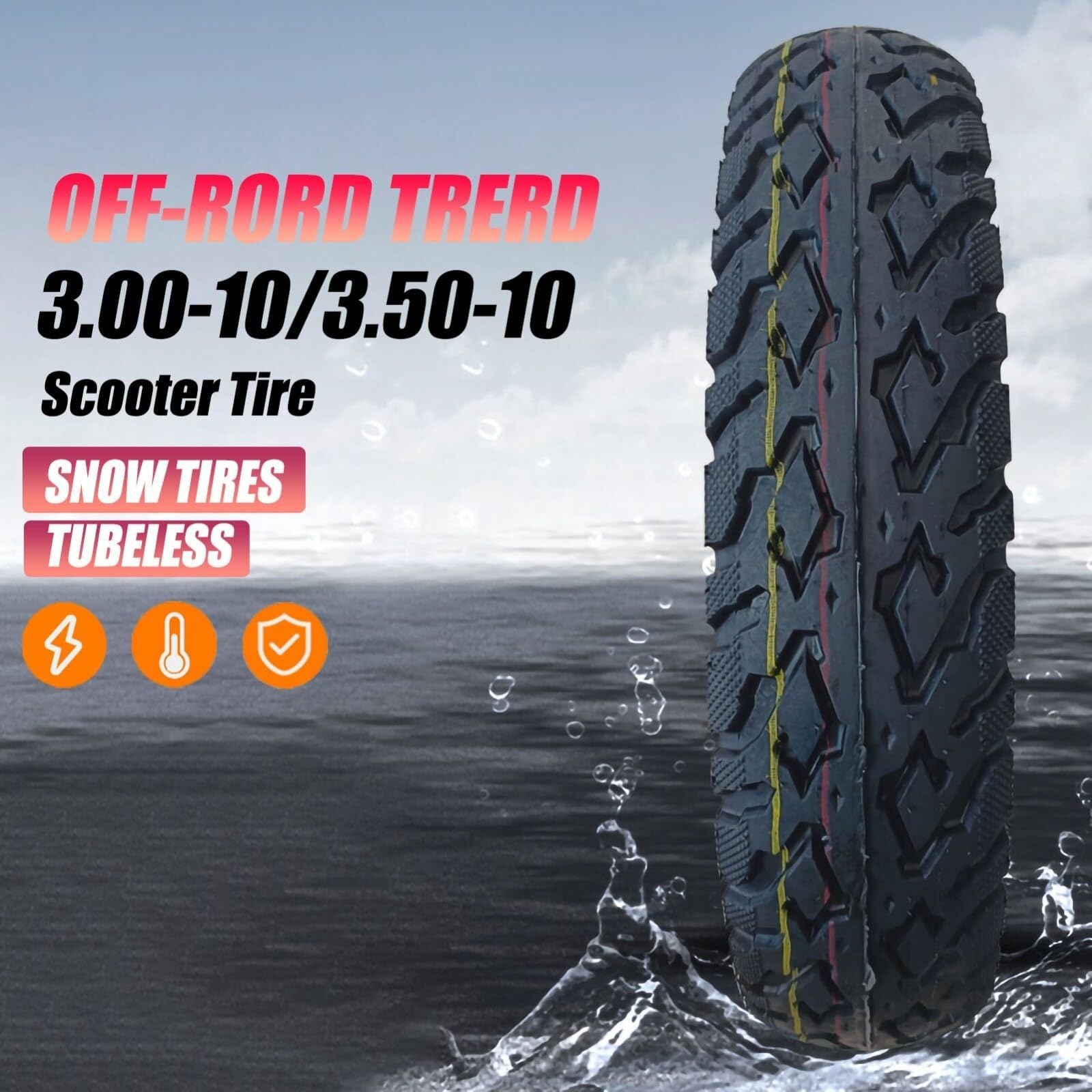 3.00-10 Opona do Skutera Tubeless Głęboki Bieżnik 3.00/10 8PR 49J 3.00 10 407lbs dla Skutera Mobilnościowego E-Bike Wózka Inwalidzkiego