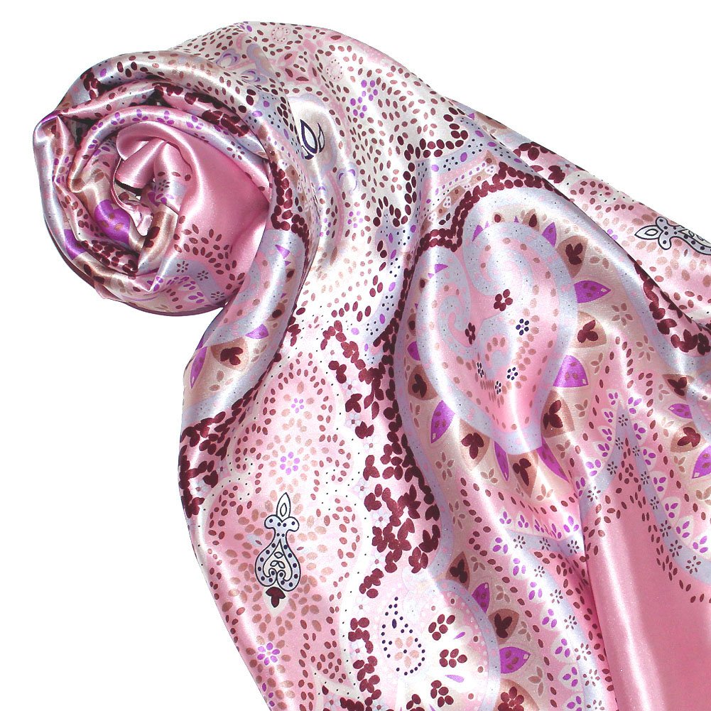 LORENZO CANA Foulard pour la femme – écharpe de 100% soie pour le printemps et l´été, carré avec les mesures de 90 x 90 cm – une sensation de luxe en rose violet bordeaux