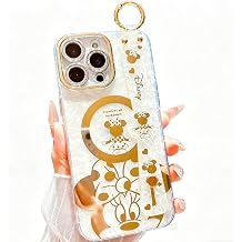 Case for iPhone 14 Pro, Cute Standing Mouse Figure, Glitter Bling Slim Fit Shock Absorbing Rubber Phone Cover, Dynamic Island