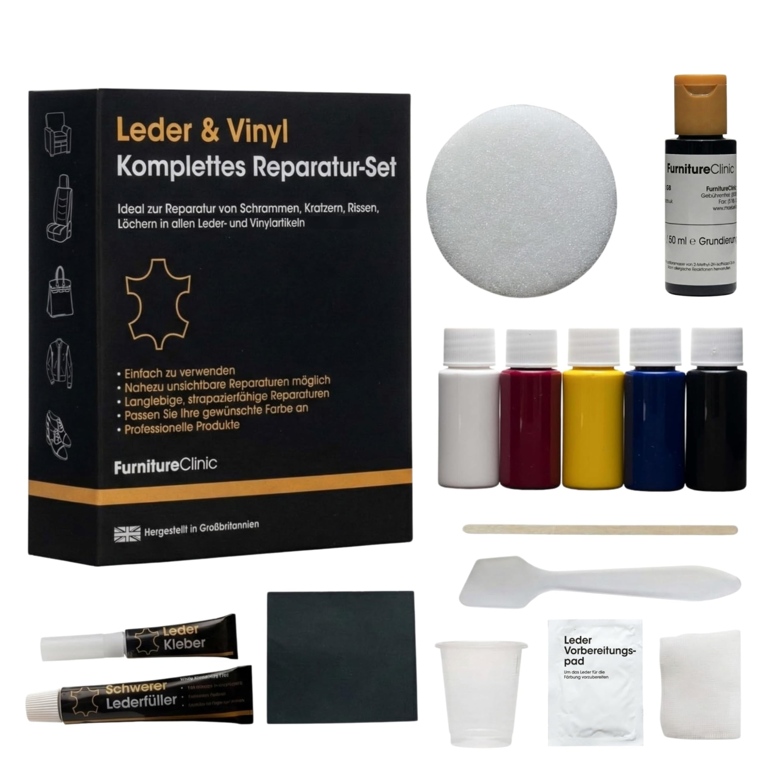 Komplettes Leder-Reparatur-Set zum Füllen und Färben von Beschädigungen - 12 Farben, passen zu jedem Farbton - Blau