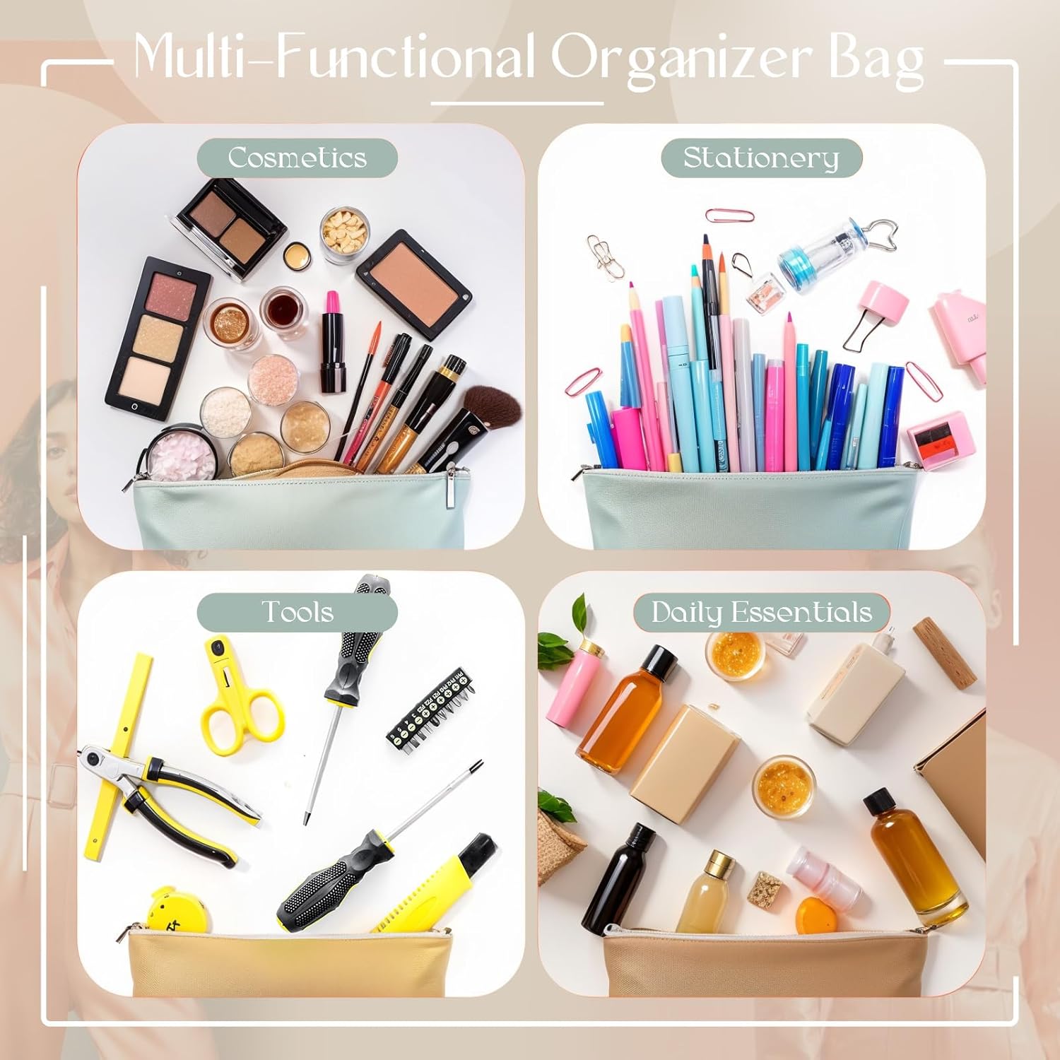 20 Pcs Morandi Makeup Bags Bulk for Women Blank DIY Cosmetic Bag Plain Pencil Pouch with Zipper for Travel Toiletry Wedding Teacher Women Business Beach - Image 6