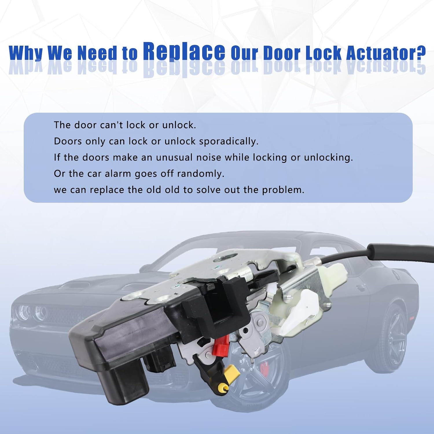 Door Lock Actuator Front Right Passenger Side Compatible with 2011-2014 Dodge Challenger Door Latch Replacement 931-750 931750 68064402AF 68064402AB 68064402AC 68064402AD 68064402AE