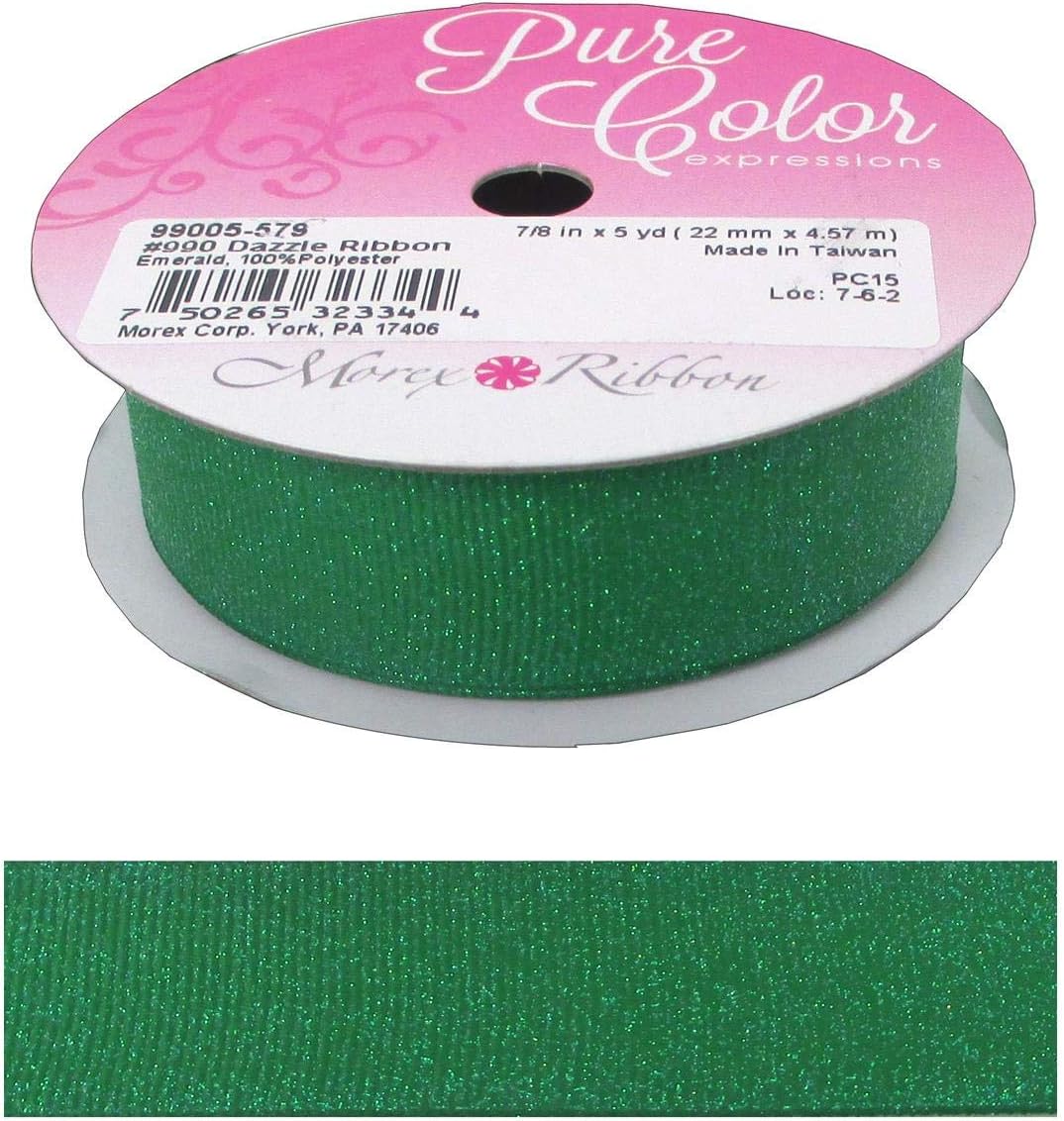 Morex Ribbons Dazzle 7/8" x 5yd Emerald Ribbon