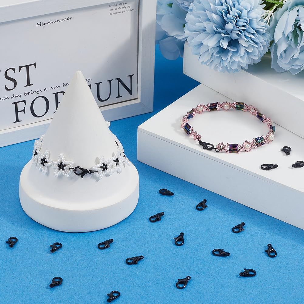 SUNNYCLUE 1 Box 400Pcs Black Lobster Clasp Metal Claw Clasps Bulk 12mm Alloy Fastener Hooks End Chain Curved Swivel Lanyard Snaps Mini Clasp for Jewelry Making Bracelet Necklace DIY Crafts Accessories - Image 4