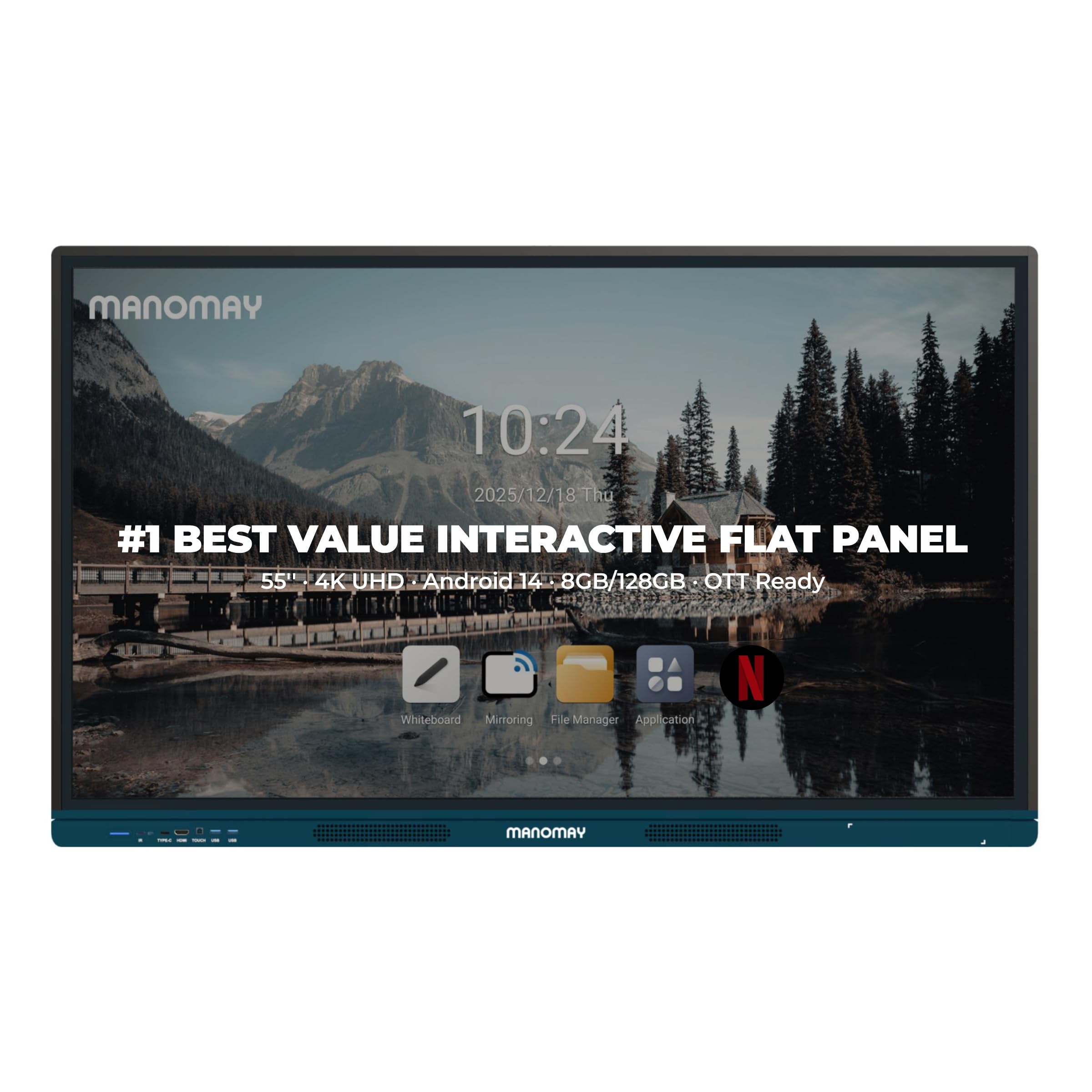 MANOMAY 55 Inch All-in-One Computer ADPM | 4K UHD Interactive Display | Android 14 Octa-Core 8GB RAM,128GB Storage | 20-Point Infrared Touch | Zero Bonding 400 Nits | for Office Education & Business-image-42