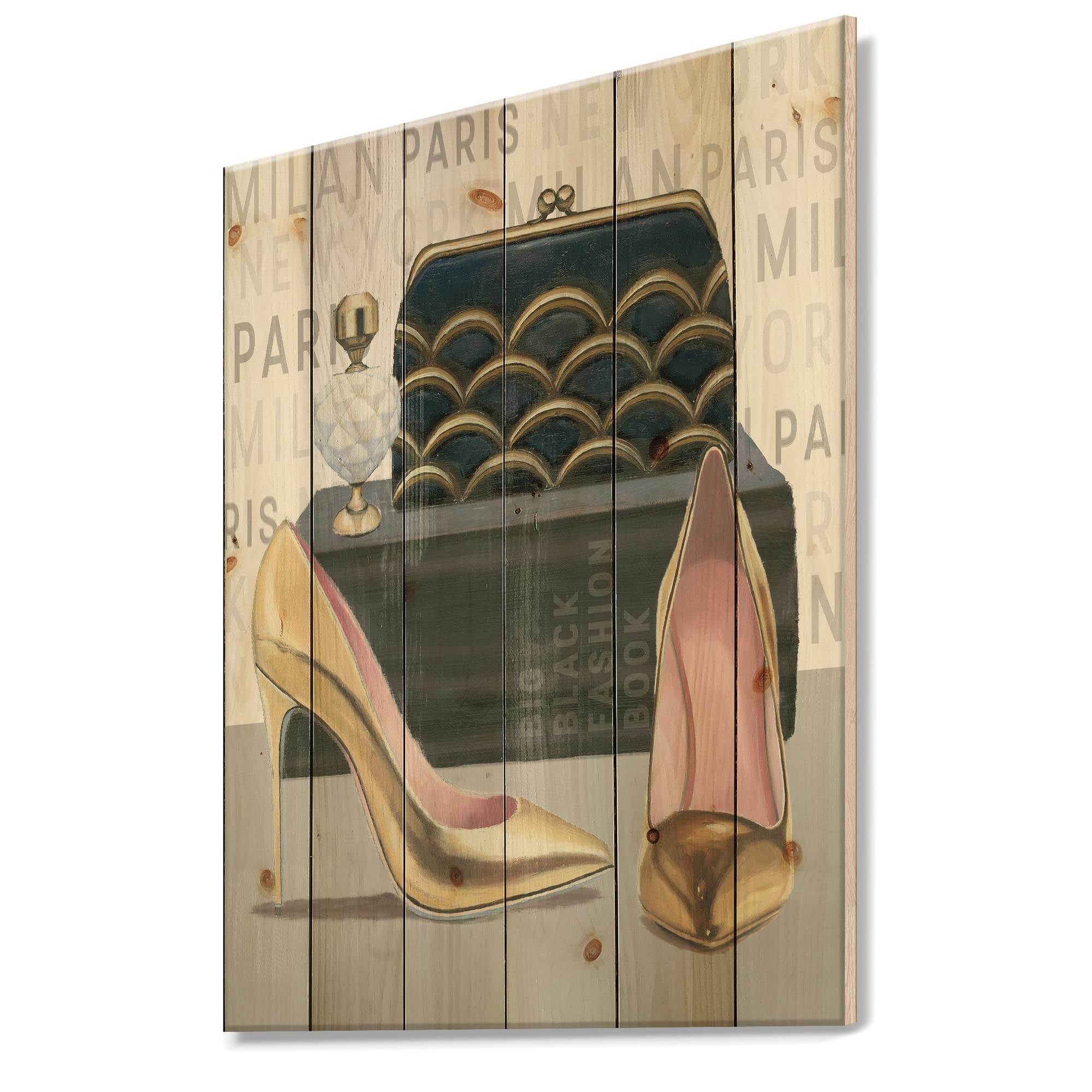 DesignQ Glam fashion High Heels IV - Posh & Luxe Print on Natural Pine Wood - 24x32