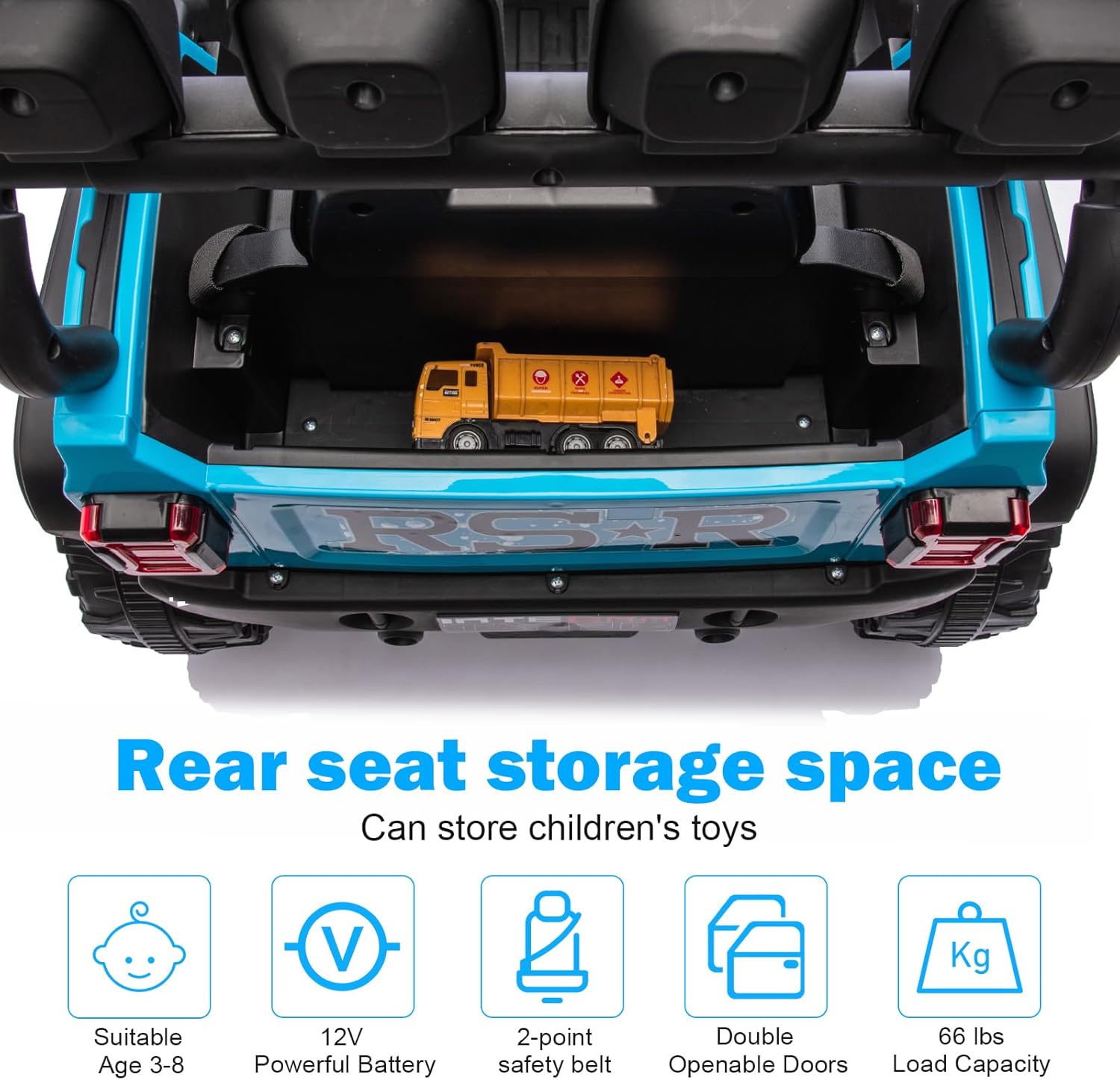 RunFast 12v Kids Ride on Car with Parent Remote Control,Electric Ride on Toys for Kids 3-5,3.7mph Max Speed,Battery Powered,Large Seat with Safety Belt,Aux Port,Gift for Boy&Girl(Blue, 12V)