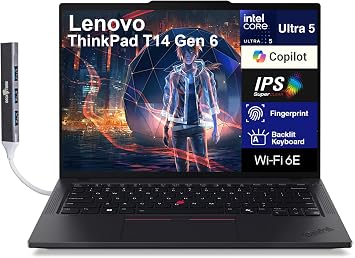 Lenovo ThinkPad T14 Business Laptop 14.0" WUXGA Intel Ultra 5-225U, 16GB DDR5, 2TB PCIe SSD, Intel Graphics, Win 11 Pro w/DKZ USB Port Expander