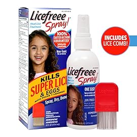 Licefreee Lice Spray for Kids Hair, Includes Professional Metal Nit & Lice Comb for Kids, Kills on Contact, 6 Fl Oz