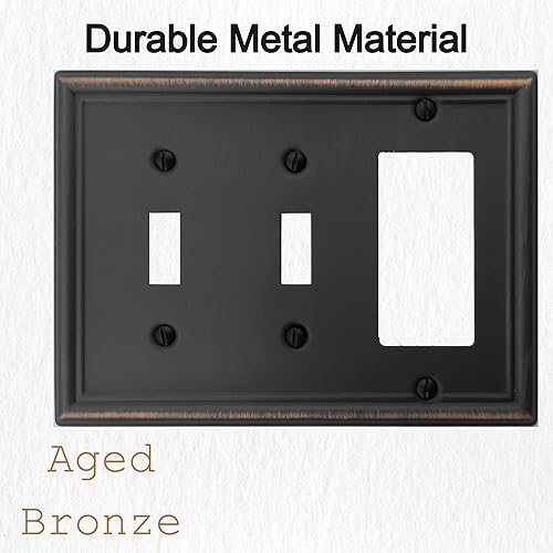 Vista 81 de Luca - Placa de pared de metal para interruptor de luz de palanca, 2 unidades de bronce envejecido de 3 bandas, cubierta decorativa para interruptor