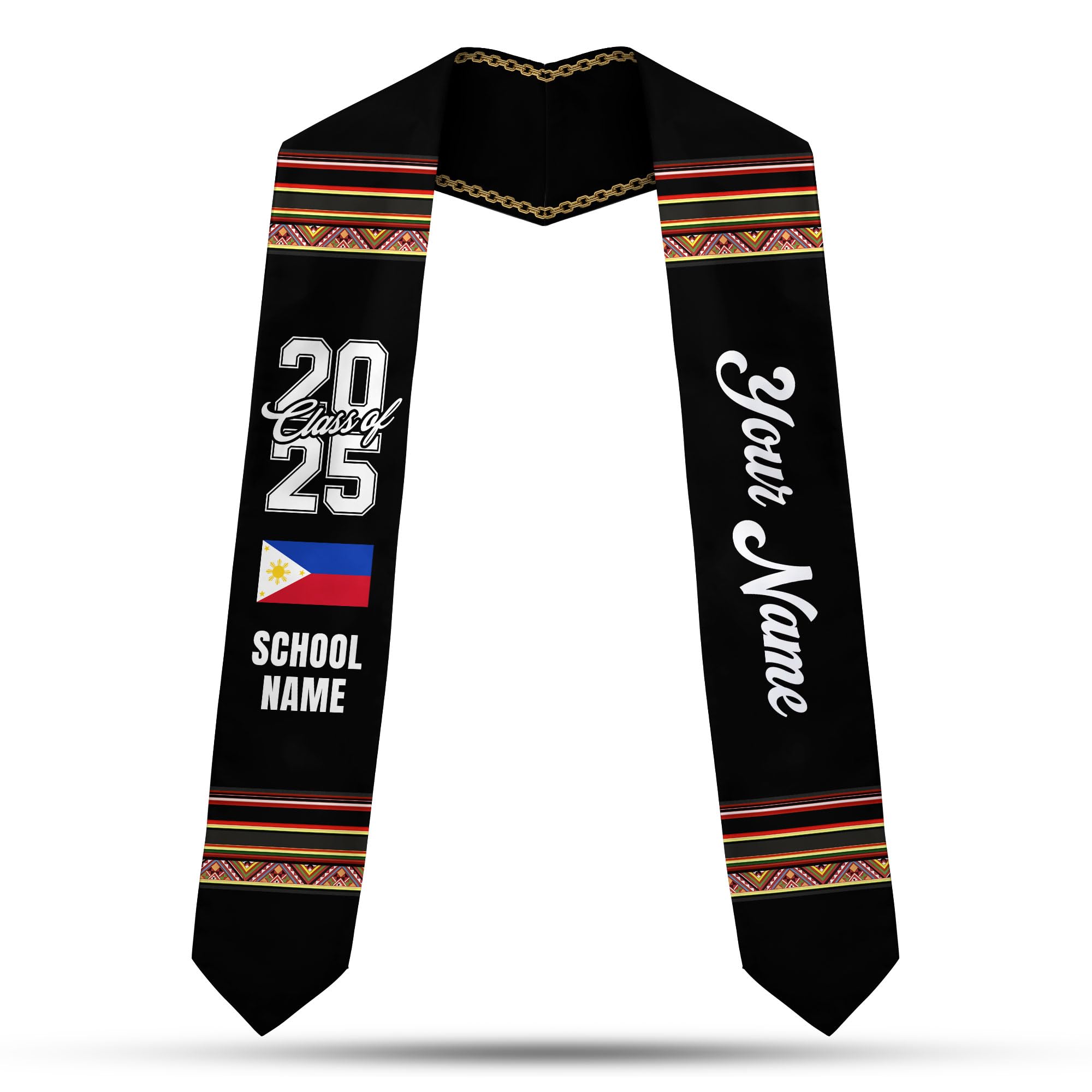 MonkeyVan Philippine Graduation Stole Philippines Graduation Flag Stole Sash Philippine American Flag Graduation Sash Plp5