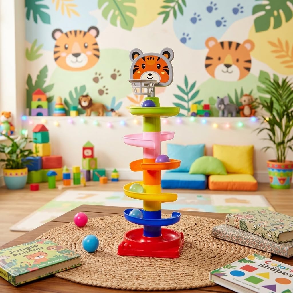 Ball Drop Spiral Tower Toy for Toddlers, Colourful Rolling Ball Track, Non-Toxic Plastic, Hand-Eye Coordination, Early Development-image-27