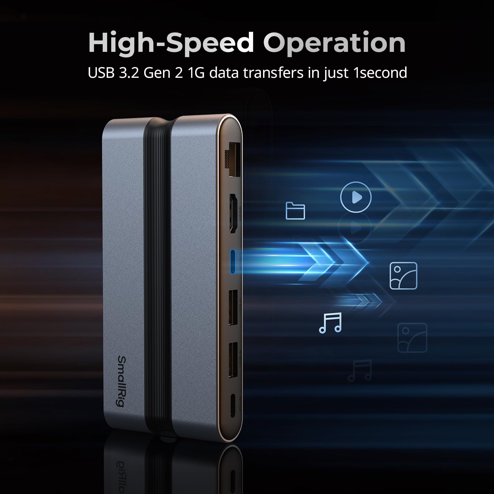SMALLRIG 9 in 1 CFexpress Type B Card Reader Docking Station con USB3.2 (Gen 2) 10 Gbps, Lettori SD/TF/CFexpress Type B, Porte USB-A/USB-C/HDMI/Gigabit Ethernet, per iPhone per Mac - 4662