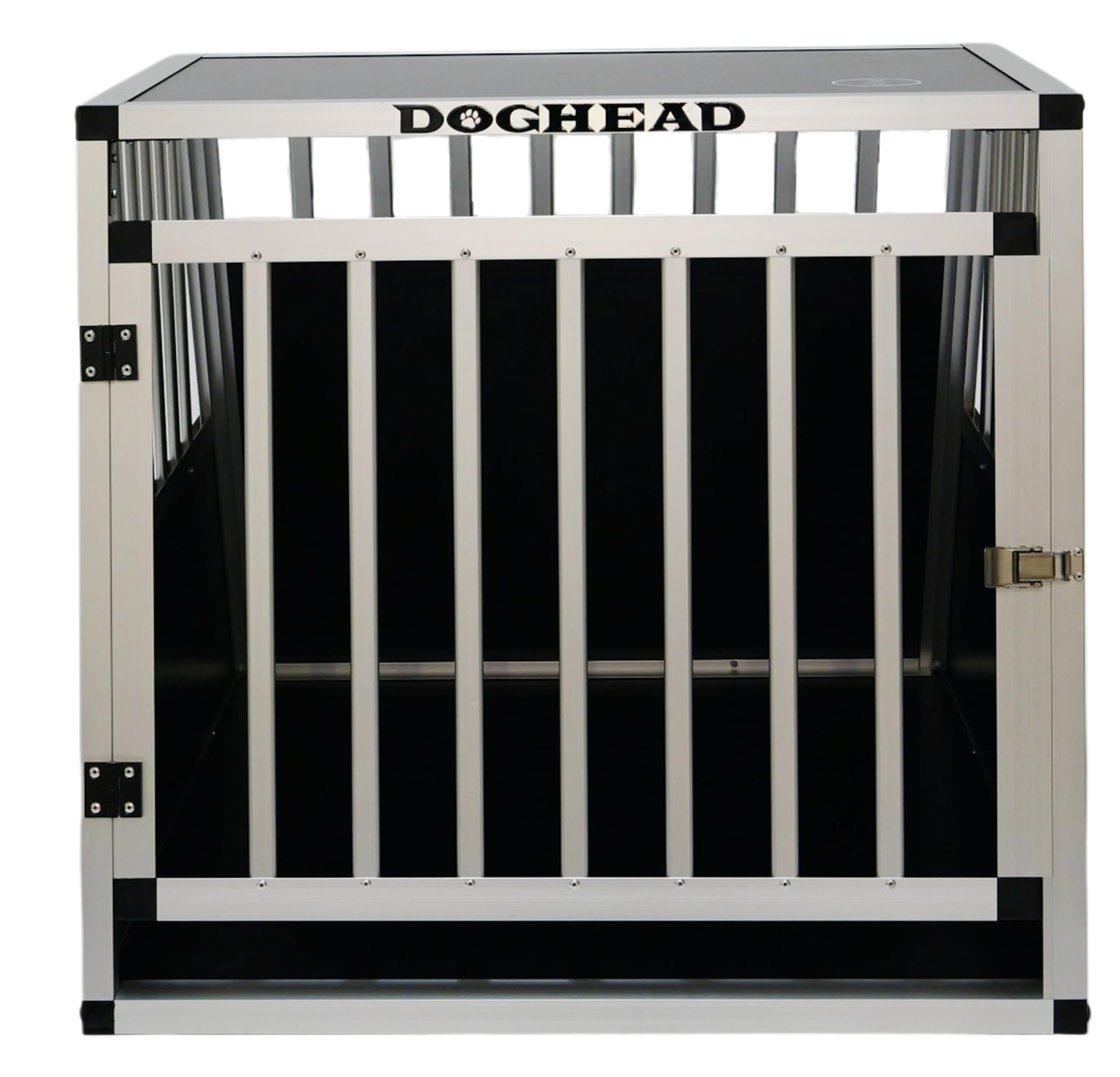 DOGHEAD Hundetransportbox Ecoline, Single 70x75x63 cm, Schwarz, Aluminium, Beidseitig Abgeschrägt 75°
