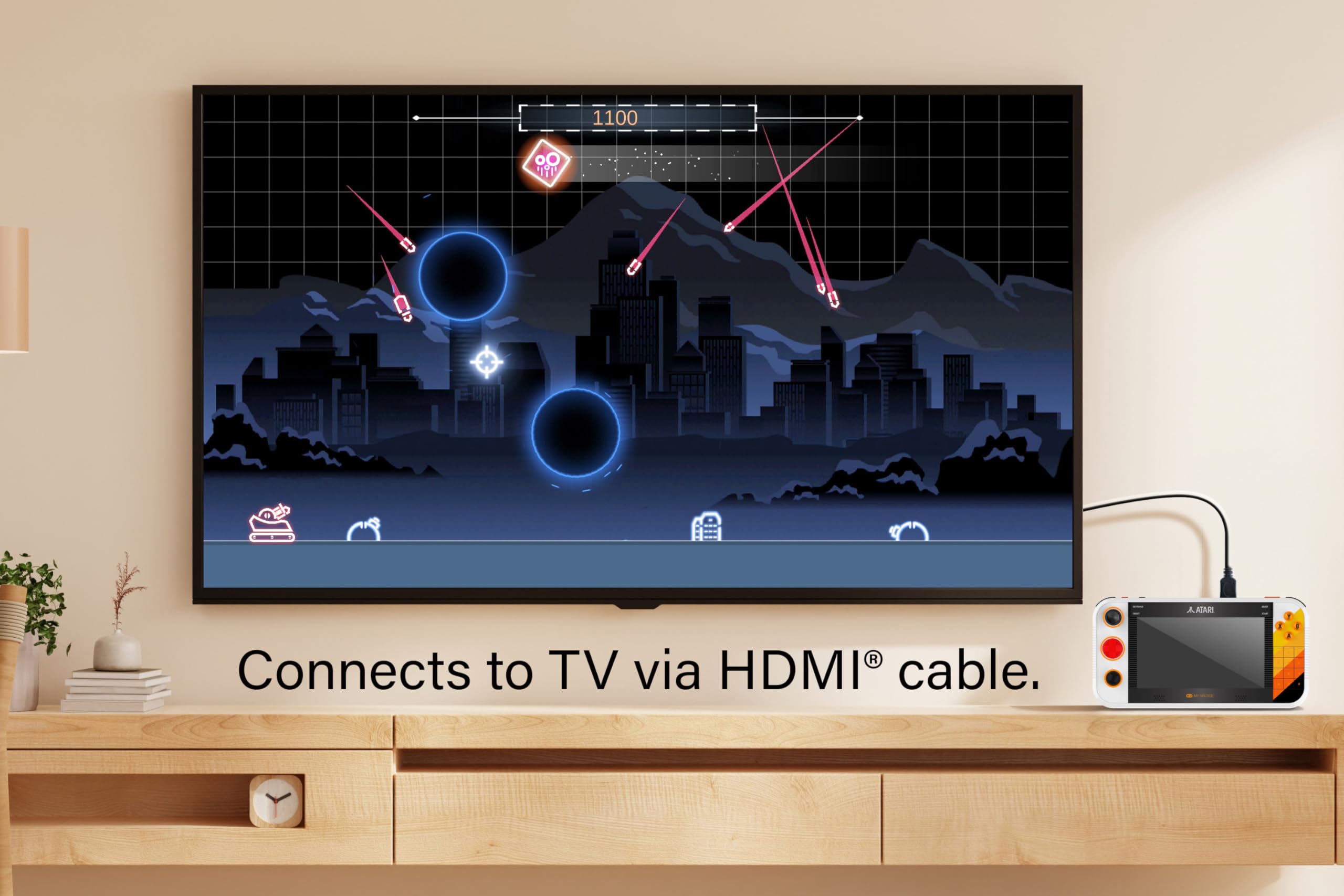 My Arcade Atari Gamestation Go: Rechargeable Battery, Over 200+ Preloaded Retro Video Games Including Pac-Man, Atari: Recharged, & Balls of Steel, WiFi,Smartglow, 7 inch Display,