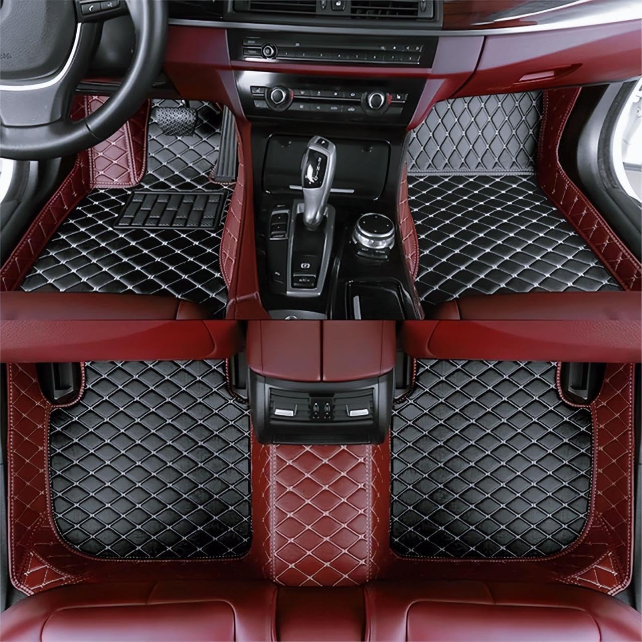 Sponsored Ad - Custom Luxury Car Floor Mats Suitable for All Sedans, Sports Cars,SUV, Business Vehicles, Trucks, Waterproof and Anti Slip Fully Covered Leather Floor Mats (Dark Brown and Black)