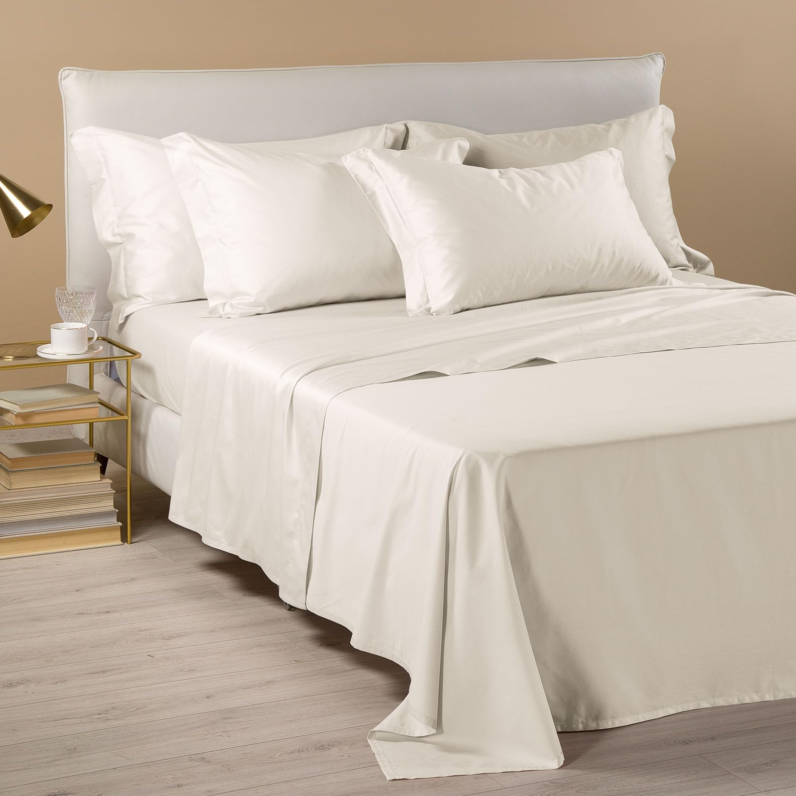 Completo Letto Matrimoniale Caleffi - Lenzuola In Raso Cotone 100% 240x285 + Coprimaterasso
