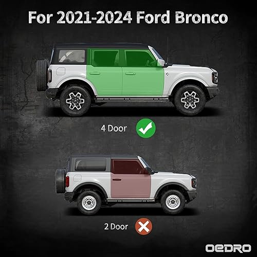 Miniatura 2 de OEDRO Estribos de 6 pulgadas compatibles con Ford Bronco 2021-2025 de 4 puertas, escalones laterales de acero resistente, barras Nerf atornilladas