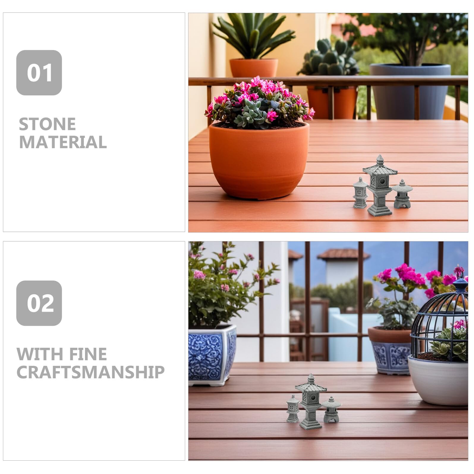 Decoración de Pagoda en Miniatura de Piedra, 1 Juego, Jardín Zen | Adorno Paisajístico Elegante, Detalles Delicados, Ligero y Creativo, para Casa y Jardín