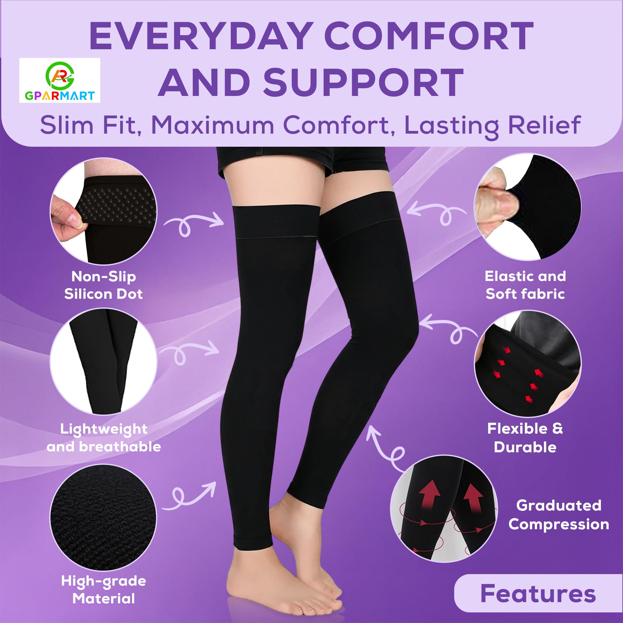Bas de contention médicaux mi-cuisse sans pieds | 23-32 mmHg | Favorisent la circulation, soulagent les varices, les œdèmes, la thrombose veineuse profonde et les gonflements.