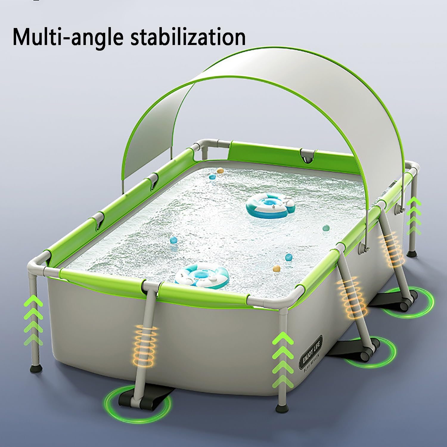 Piscina；Piscina Grande for Adultos al Aire Libre con toldo sombrilla casa Cuadrada Piscina de Juegos no Hinchable Piscina Plegable(Size:4.5m)