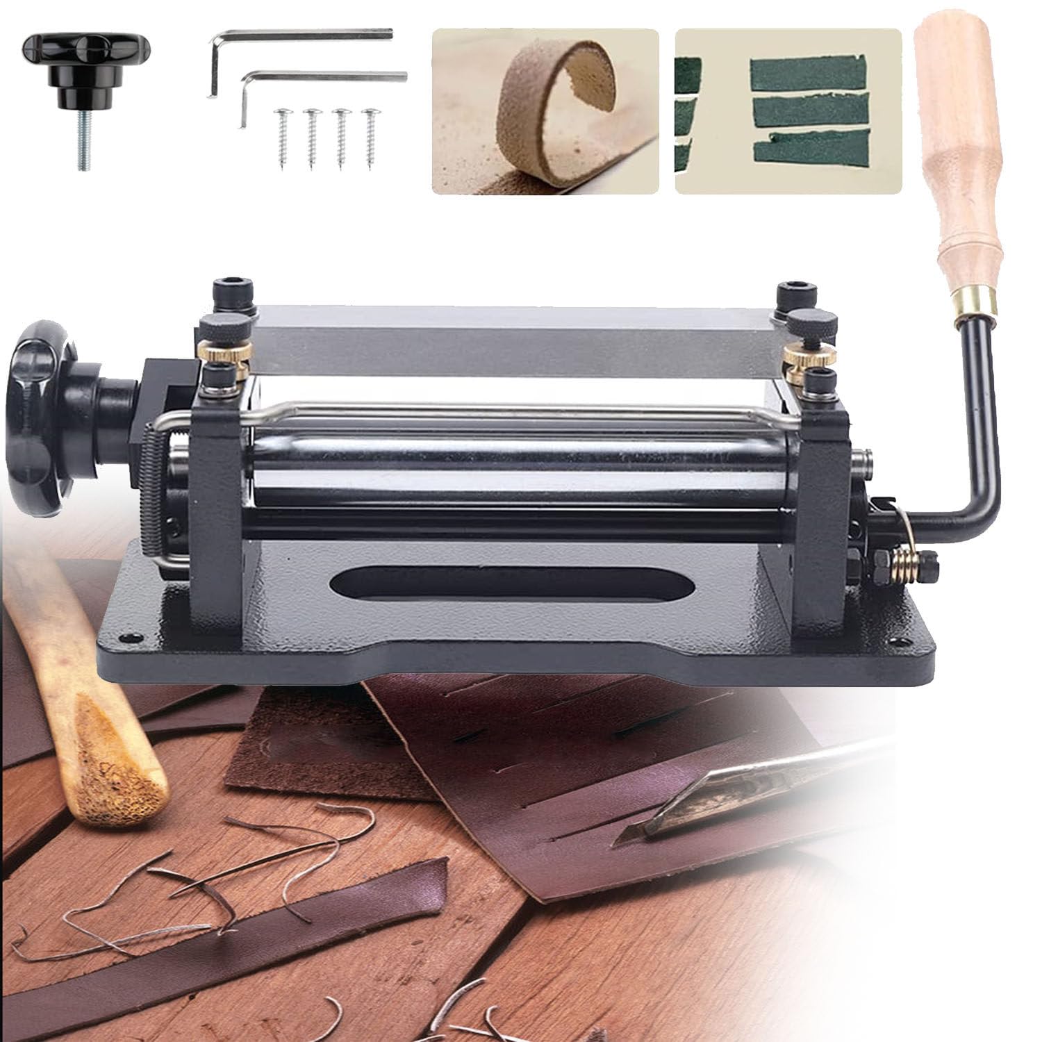 Zmjgll Leather Thinning Machine,Manual Leather Skiver Machine,Thickness 80Mm Thinning Paring Tool,For Vegetable Tanned Single Belt