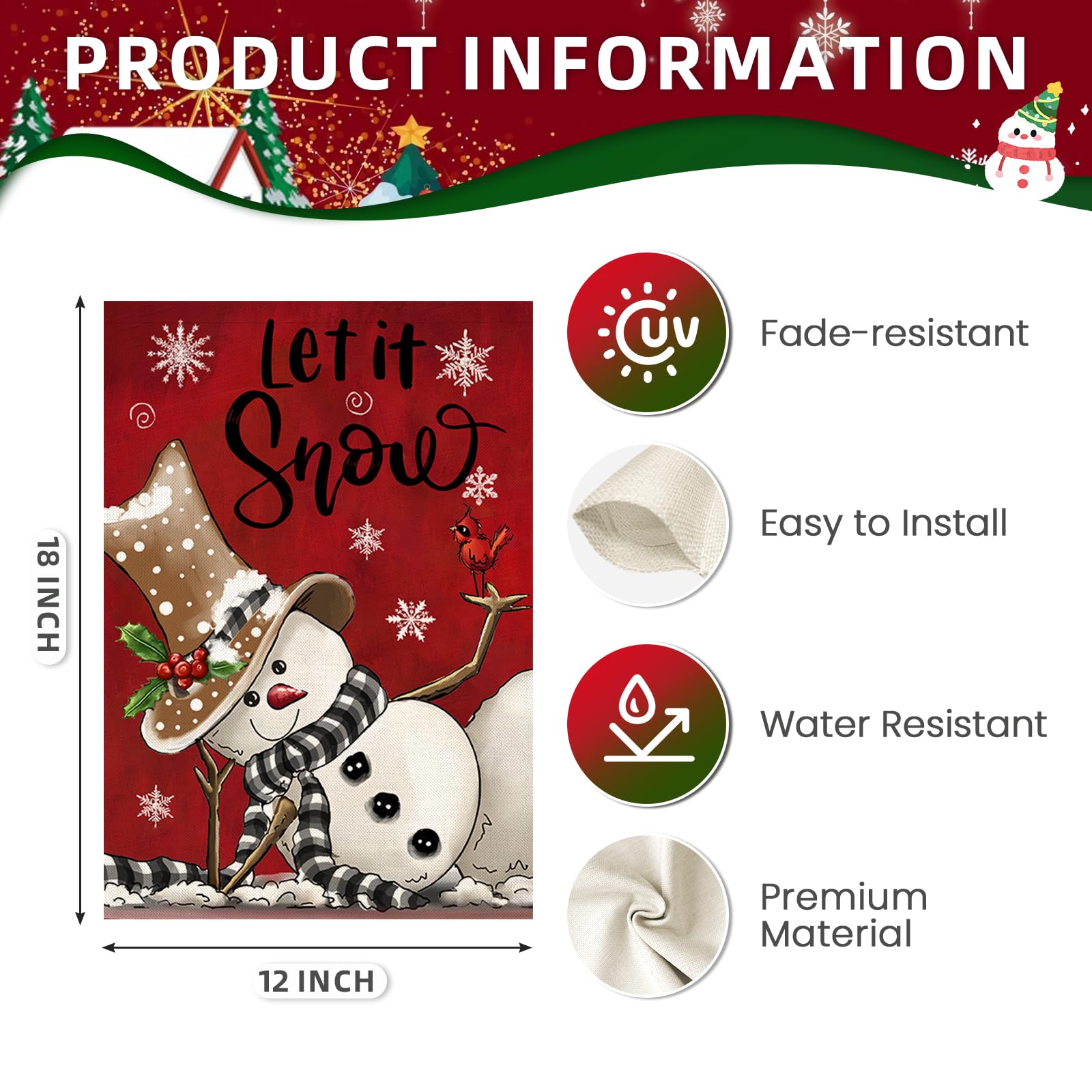 Outdoor Weihnachtsdekoration Let It Snow Schneemann Produktbild-Vorschau 1