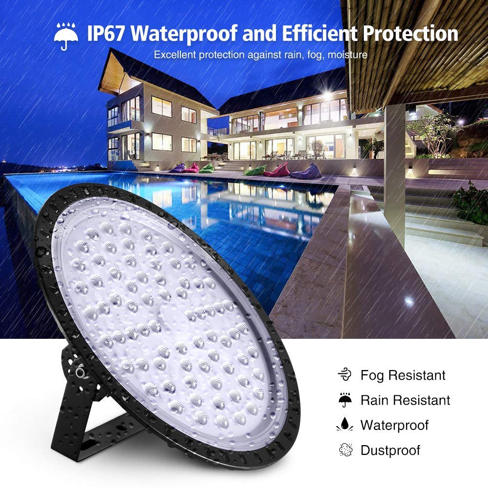 papasbox 10 Pack LED UFO Industrielampe, 300W LED Hallenstrahler Deckenleuchte High Bay Licht, SMD 2835 LED Flutlicht Pendelleuchten, Kaltweiß 6000-6500K, Industriebeleuchtung Werkstattlampe