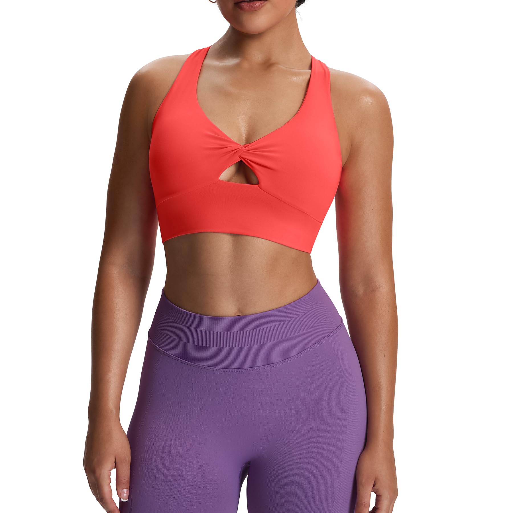 Aoxjox Women's Workout Sports Bras Twist Front Fitness Training Gym Bra Yoga Crop Lola Tank