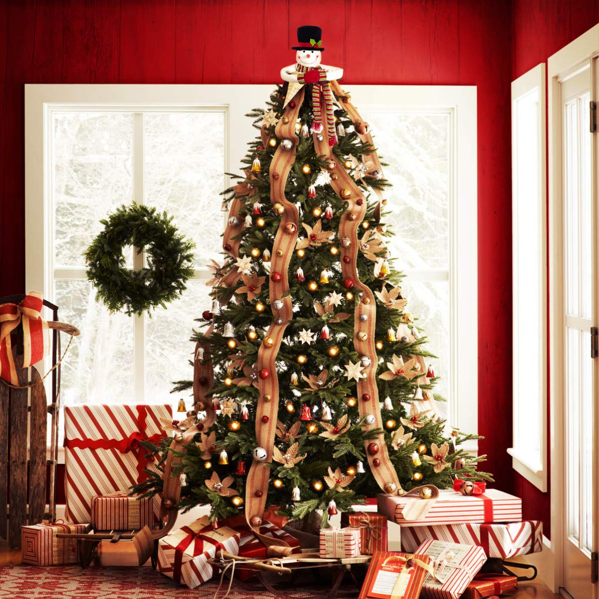 Cimier Le Sapin De Noël, Bonhomme De Neige Câlin Sommet du Sapin De Noël d'arbre Extérieur Décorations De Câlin De Bonhomme De Neige Chapeau Ménage Brillant à Lèvres