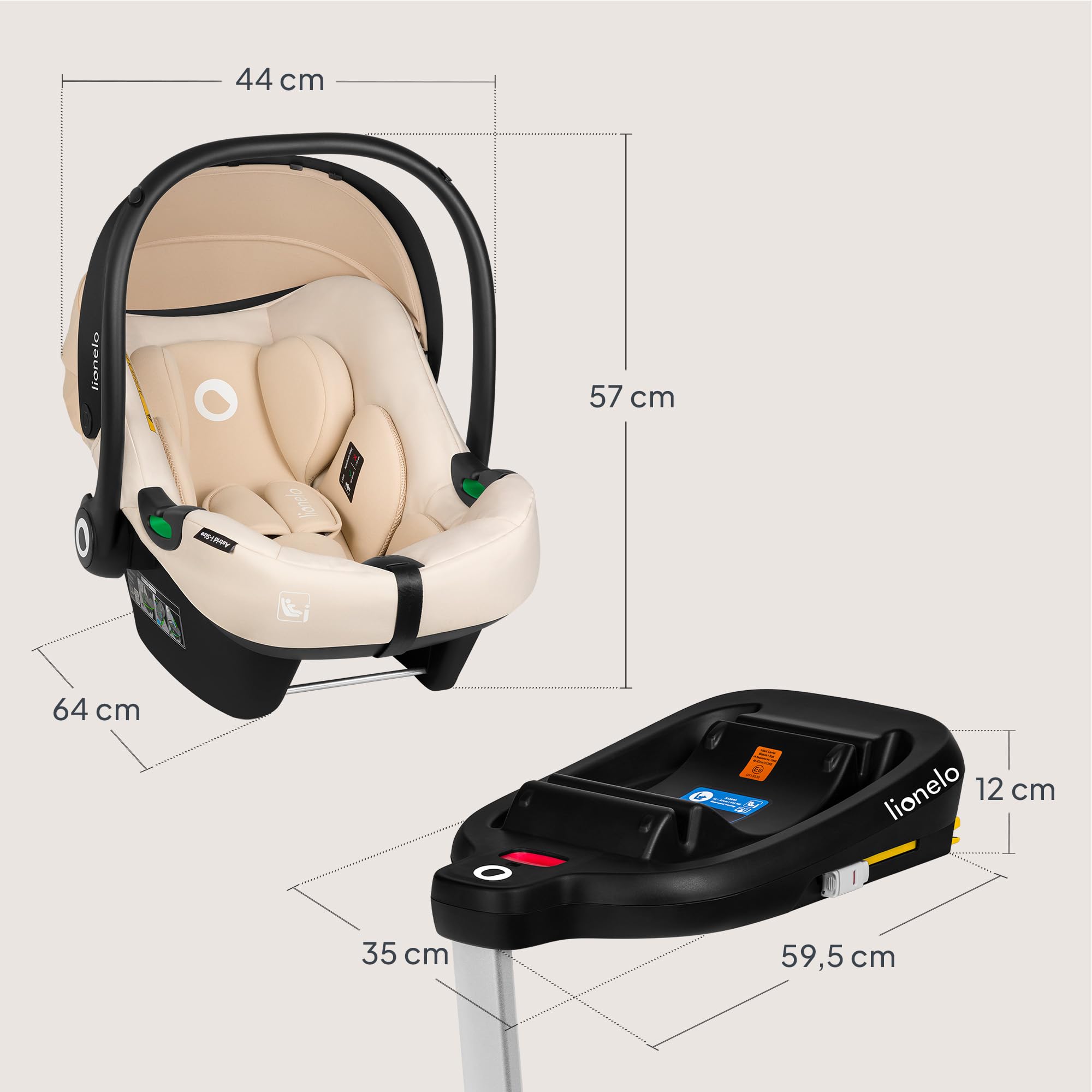 Lionelo ASTRID i-Size SET Kindersitz Babyschale ISOFIX 40-87 cm 3-Punkt-Gurte Seitenschutz Dri-Seat-Einlage R129