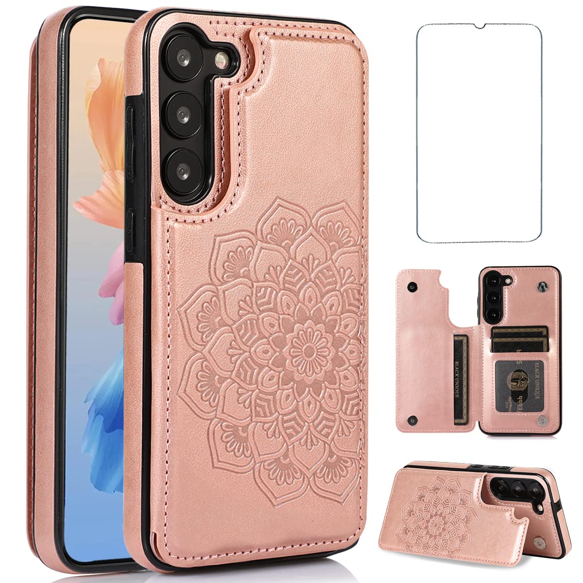 NKECXKJ Design for Samsung Galaxy S23 FE 5G Wallet Case,PU Leather Phone Case with Screen Protector Card Holder,Stand Kickstand Shockproof Flip