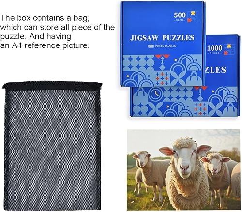 Miniatura 7 de Kigai Divertido rompecabezas de 500 piezas con patrón de ovejas para niños, adolescentes, adultos, familia, 20.5 x 14.9 pulgadas