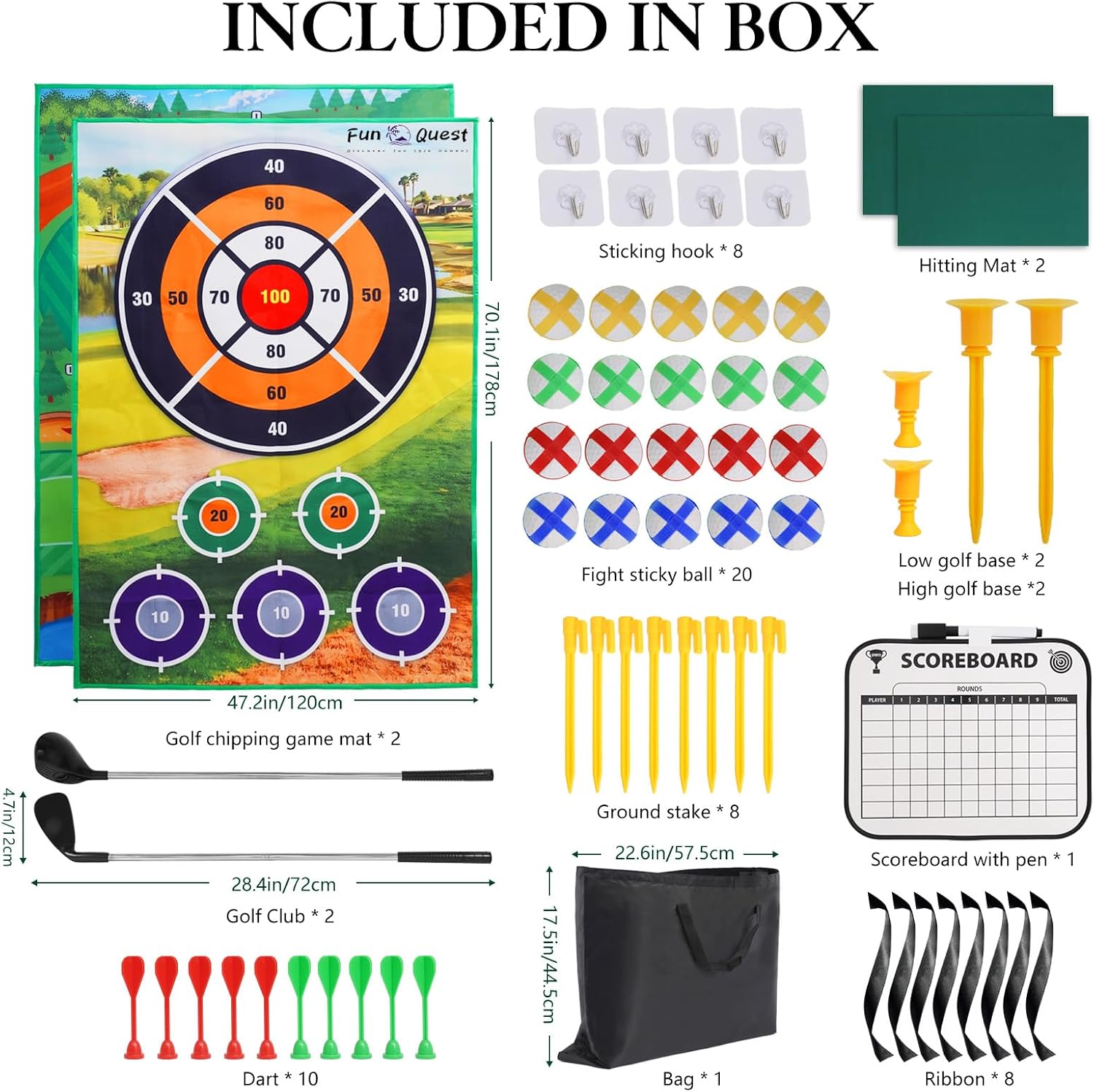 Golf Chipping Game Set – Battle Golf & Velcro Chipping Game with 2 Giant 70"x47" Mats, Backyard Golf Game for Indoor & Outdoor Fun– Includes Clubs, Balls & Targets