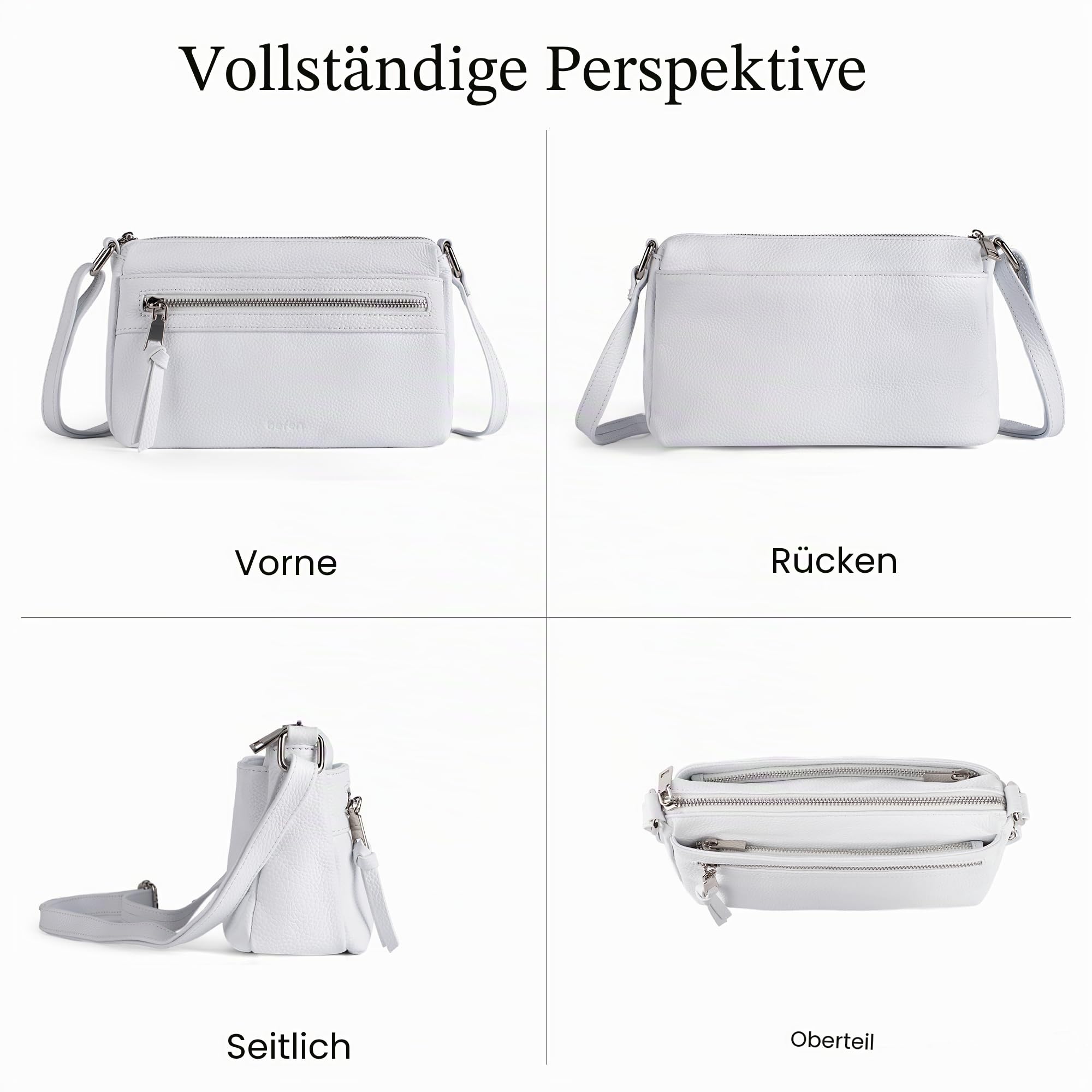 befen Echtleder Handtasche Damen Mittelgroß, Crossbody Bag Leder RFID-Blockierung Handytasche zum Umhängen, Moderne Kleine Umhängetasche Damen mit Verstellbar Schultergurt