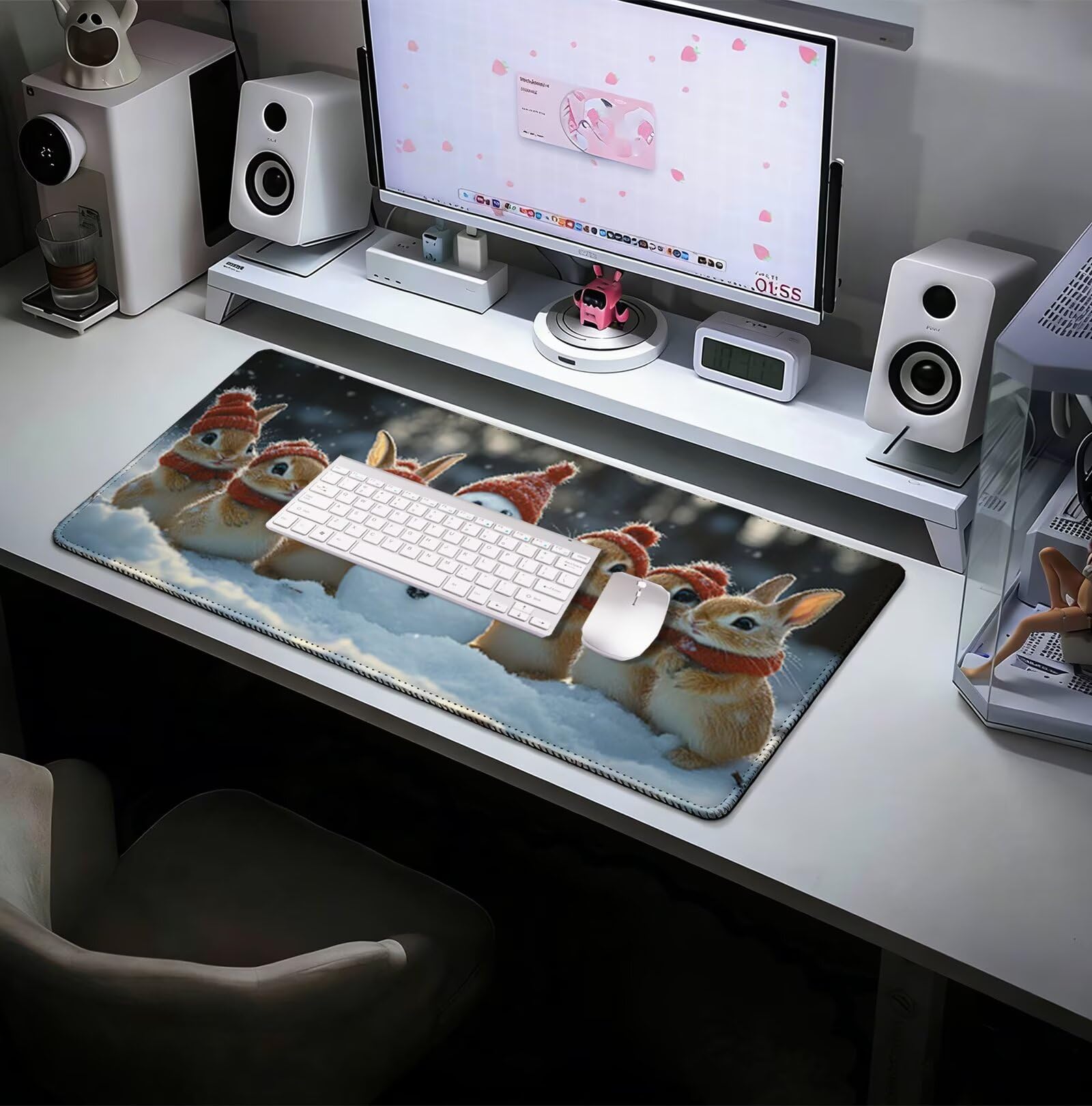 Tappetino Mouse Inverno Tappetino Mouse XXL 1200x600 mm, Animale Mousepad Sottomano Scrivania con Base in Gomma Antiscivolo, per Migliorare Precisione e Veloci Gaming Mousepad, Regalo per Uomo H-6082