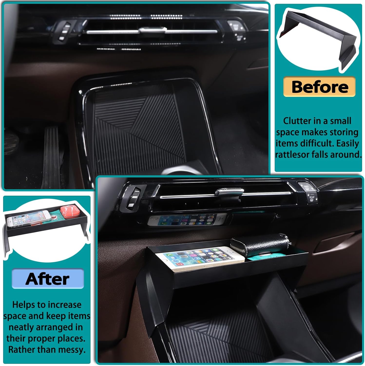 ABS Central Control Storage Box Compatible with BMW X1 U11 xDrive28i/M35i 2023-2026 Storage Box Under Central Control air Outlet Interior Organizer Accessories