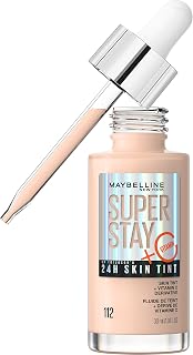 Maybelline Super Stay 24HR Skin Tint Foundation with Vitamin C - Radiant Light-to-Medium Coverage, Shade 112, Vegan