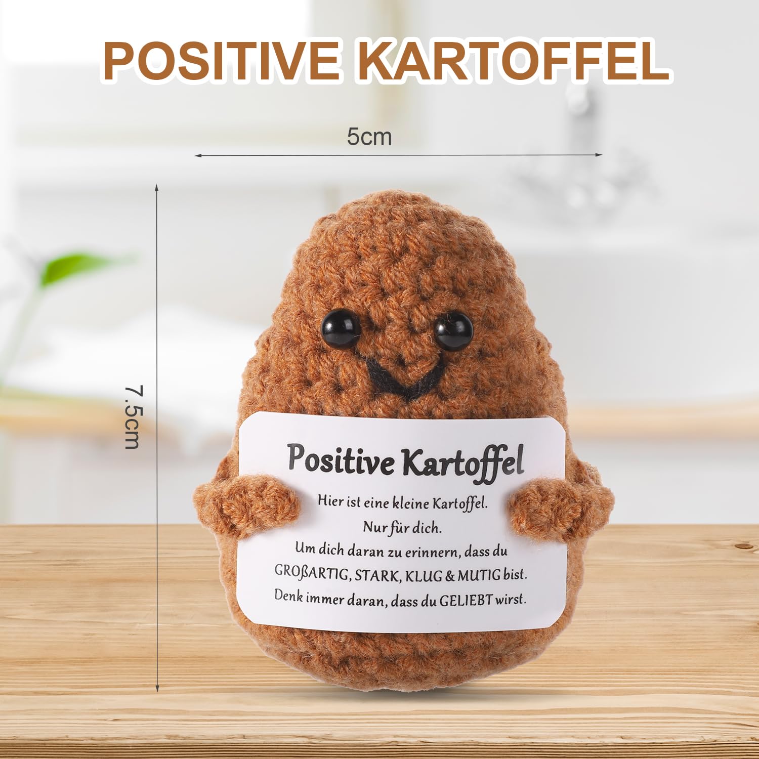 2 Stuks Grappige Positieve Aardappel Speelgoed, Schattige Gehaakte Aardappelpop Met Positieve Kaart Lichte Kleur 2 Stuks Grappige Positieve Aardappel Speelgoed, Schattige Gehaakte Aardappelpop Met Positieve Kaart Lichte Kleur