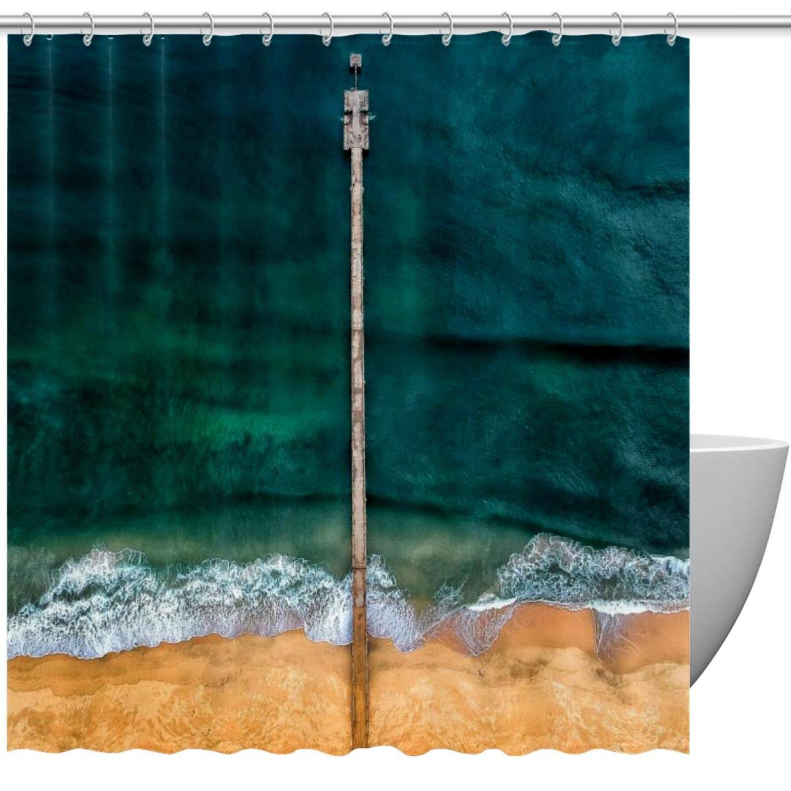 Rideau de douche imperméable pour créer une ambiance océan et plage