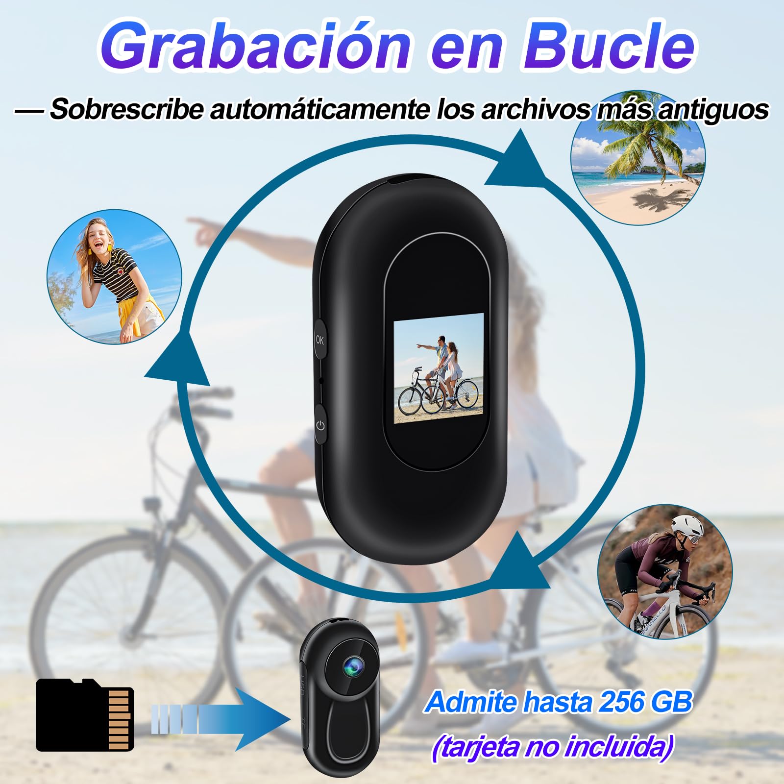 TANGMI Camara Deportiva Mini, Soporte Magnético Action CAM 360, Pantalla Integrada Camara Moto 360, 1080P Gran Angular 120° & Visión Nocturna, Ciclismo, Senderismo, Aventuras al Aire Libre