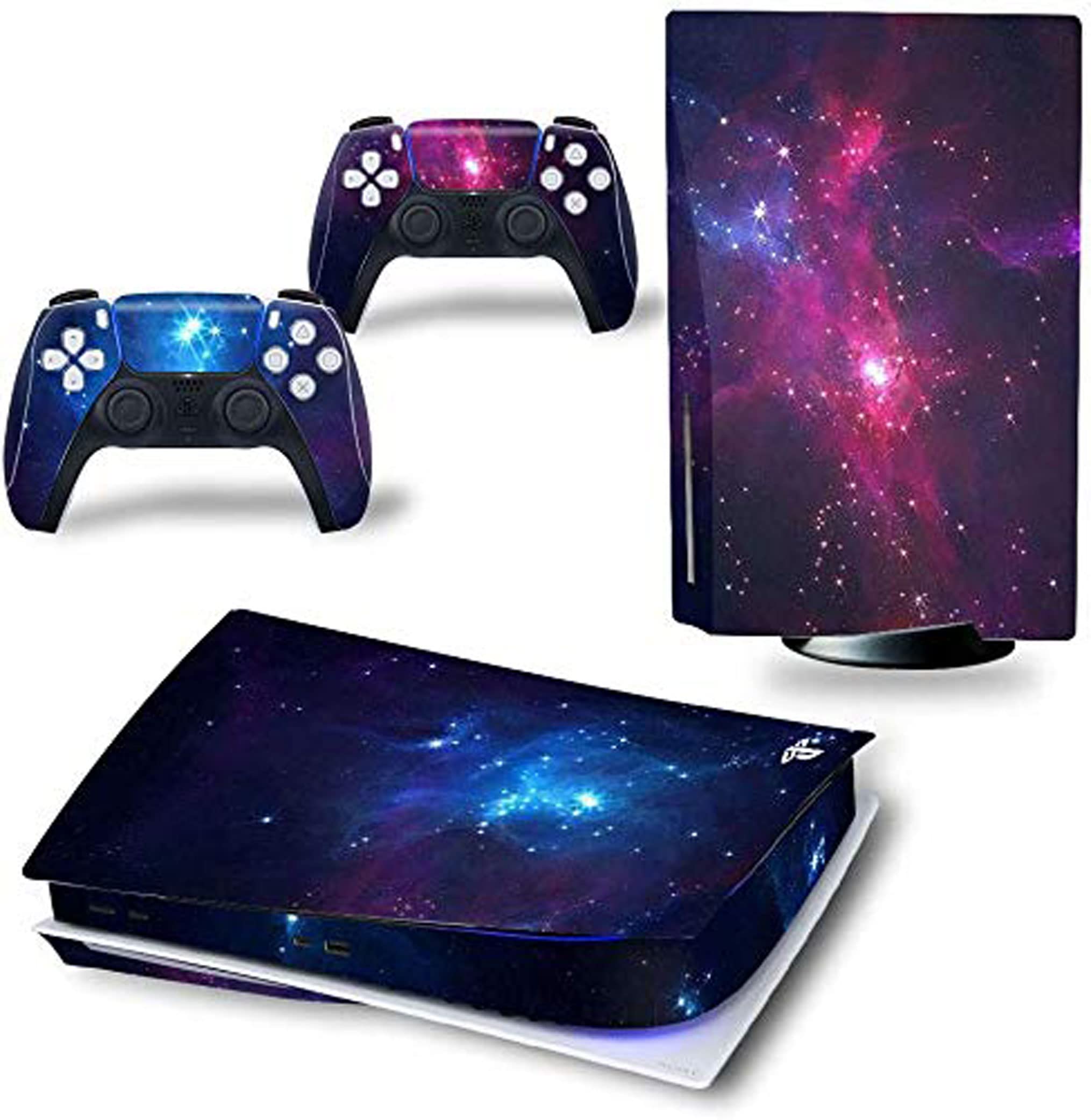 ELTON PS5 Skin Protective Wrap Cover Vinyl Sticker Decals for PlayStation 5 Disk Version Console and Two Dual Sense 5 Sticker Skins Black PS5 Skin Console and Controller design207 [video game](light blue space Galaxy) (B08YXMW5P1) Amazon Price History, Amazon Price Tracker