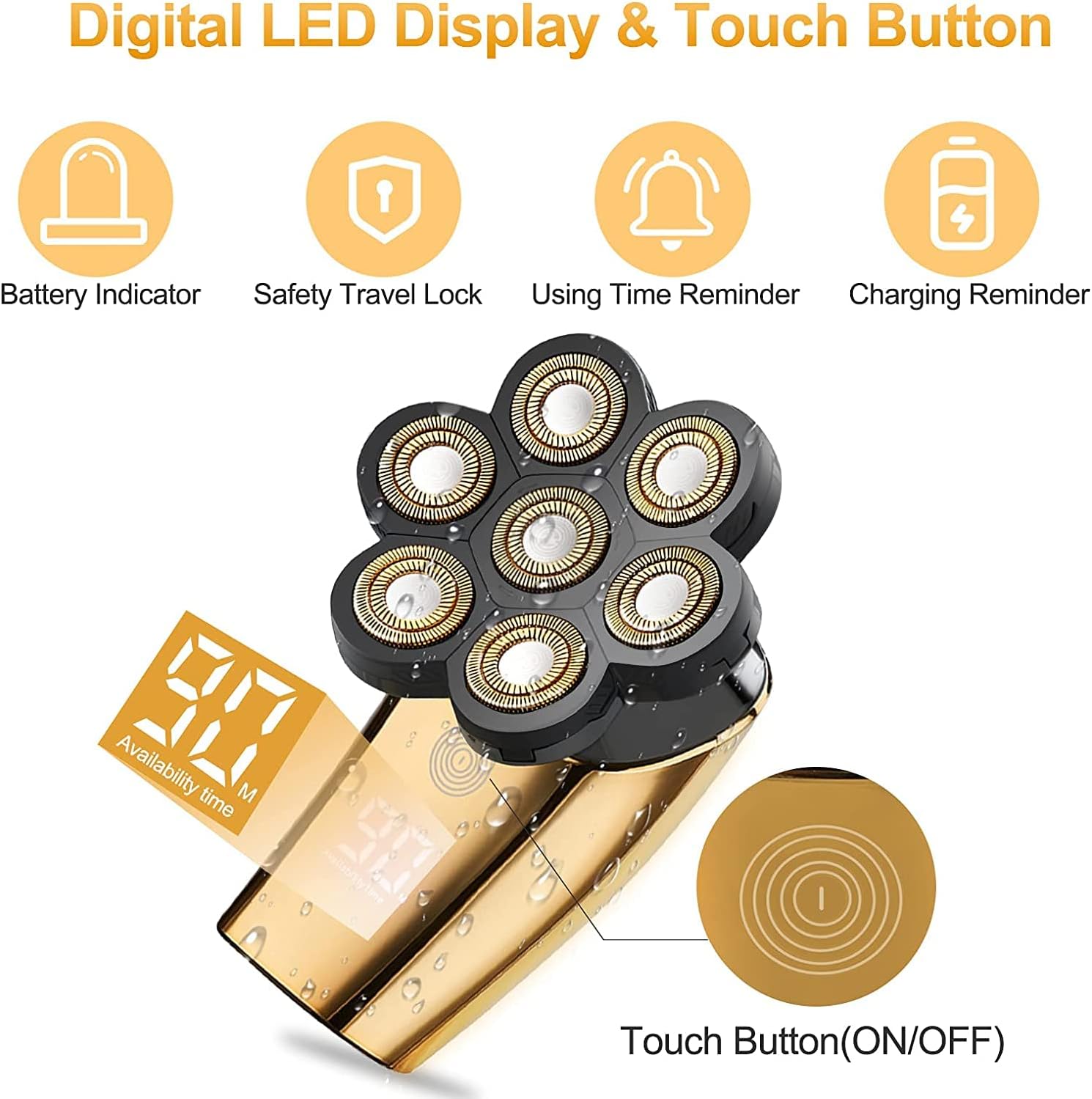 Head Shavers for Bald Men, Electric Shaver Cordless 7 in 1 Rechargeable Shaver for Bald Head Men Shaver Grooming Kit with Nose Hair Trimmer Hair Clipper