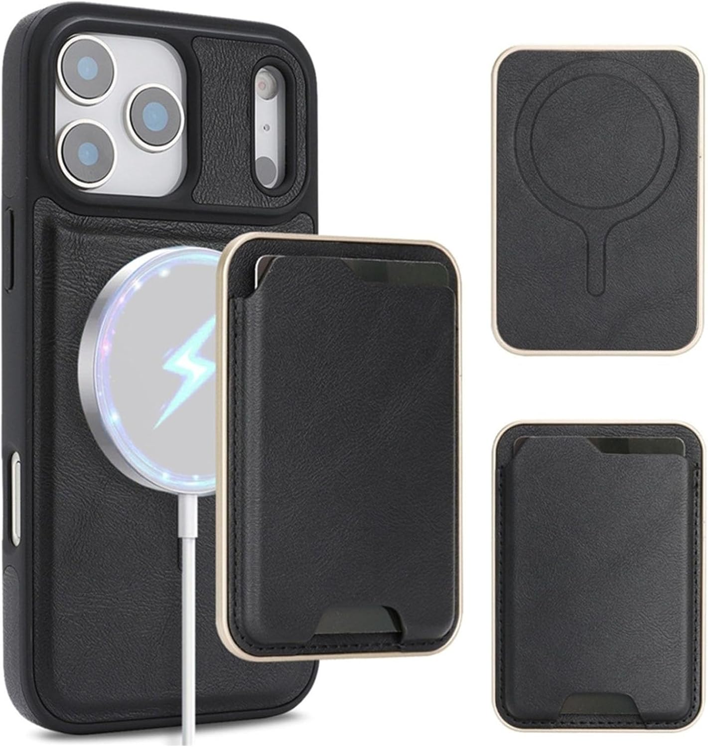 Case for iPhone 17 Pro Max/17 Pro/17 Air/17, Slim PU Leather Cover with Microfiber Lining, Shockproof TPU Protection, Compatible with MagSafe, Raised Edge Design(Black,17 Pro MAX)