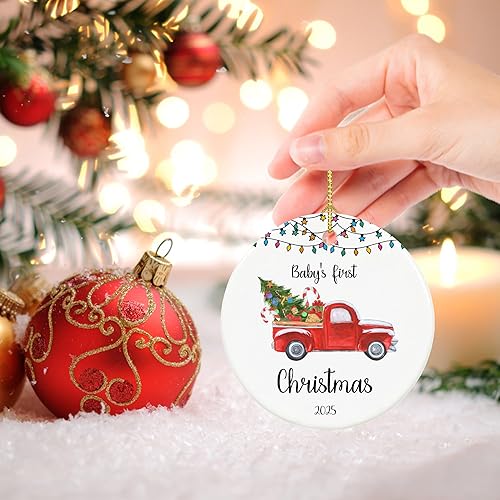 Miniatura 3 de Adorno para la primera Navidad del bebé 2025, adorno de mi primera Navidad 2025, adornos de Navidad para bebés de 2.9 pulgadas, decoración colgante