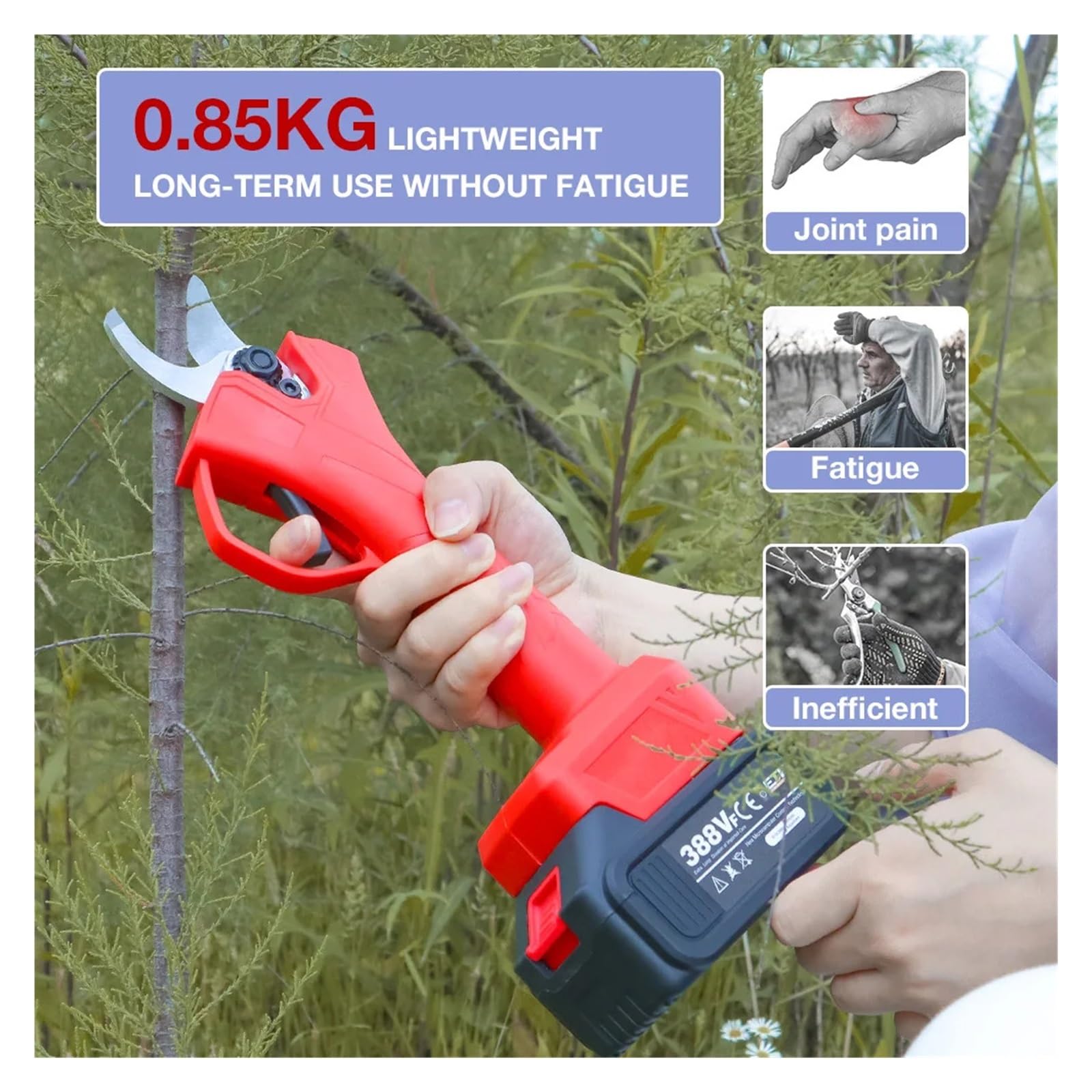 Potatori Elettrici, Cesoie Elettriche Senza Spazzole, Strumenti for Potatura Bonsai di Alberi da Frutto da Giardino Senza Fili, Adatti for 18V/21V(388VF-1)